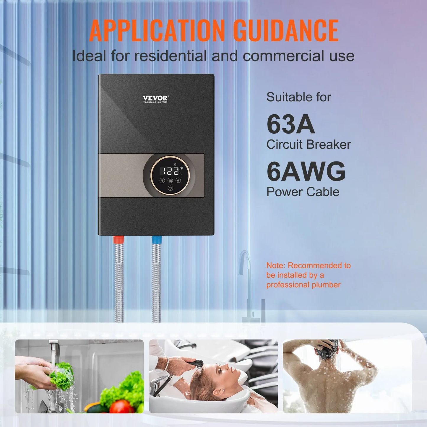 VEVOR Instant Water Heater, 13.8kw Electric Tankless Water Boiler,24-Hour Water Supply-$160
