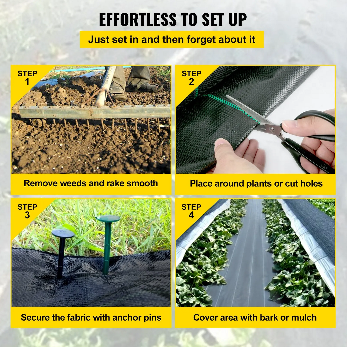 VEVOR 3FTx50FT Premium Weed Barrier Fabric Heavy Duty 5OZ, Woven Weed Control Fabric,-$25