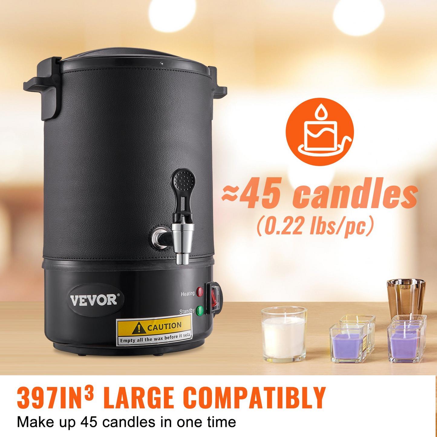 VEVOR Wax Melter for Candle Making, 6.5 Liter Large Electric Wax Melting Pot Easy Pour Spout-$65