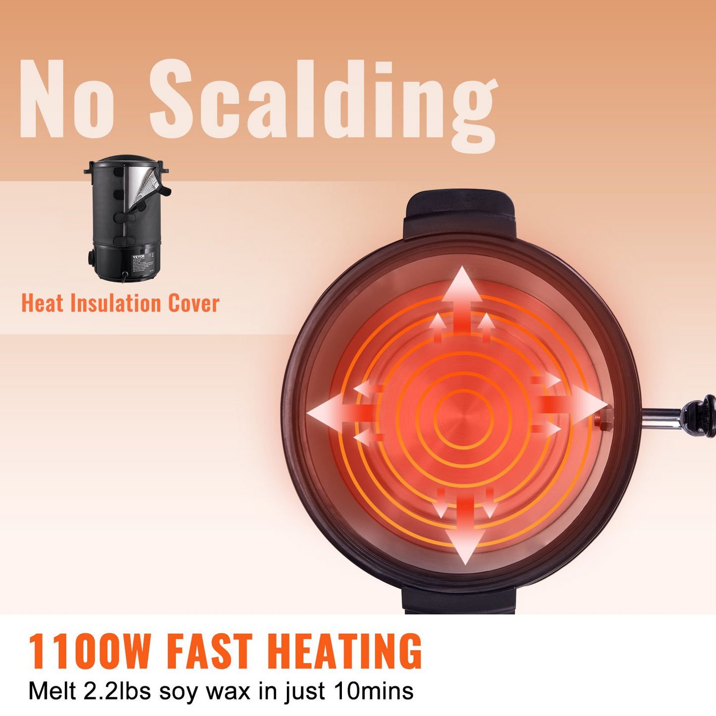 VEVOR Wax Melter for Candle Making, 6.5 Liter Large Electric Wax Melting Pot Easy Pour Spout-$65