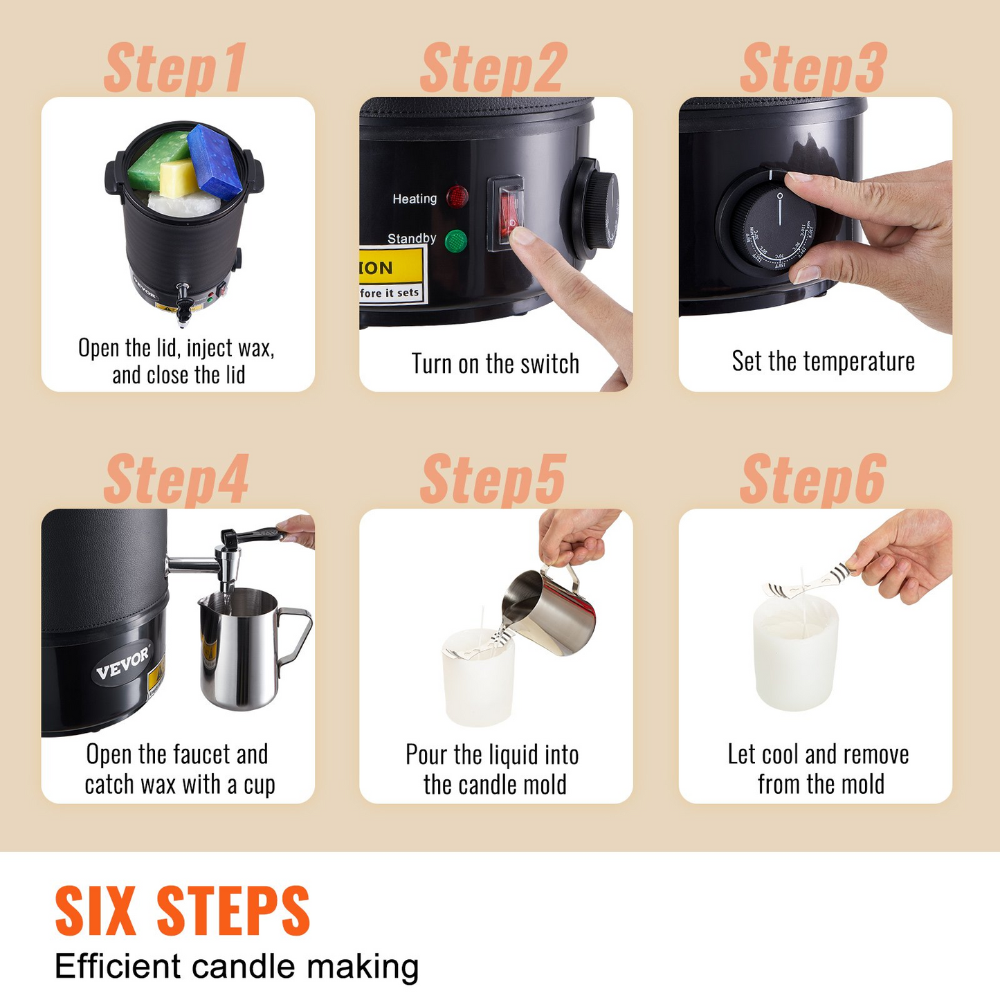 VEVOR Wax Melter for Candle Making, 6.5 Liter Large Electric Wax Melting Pot Easy Pour Spout-$65