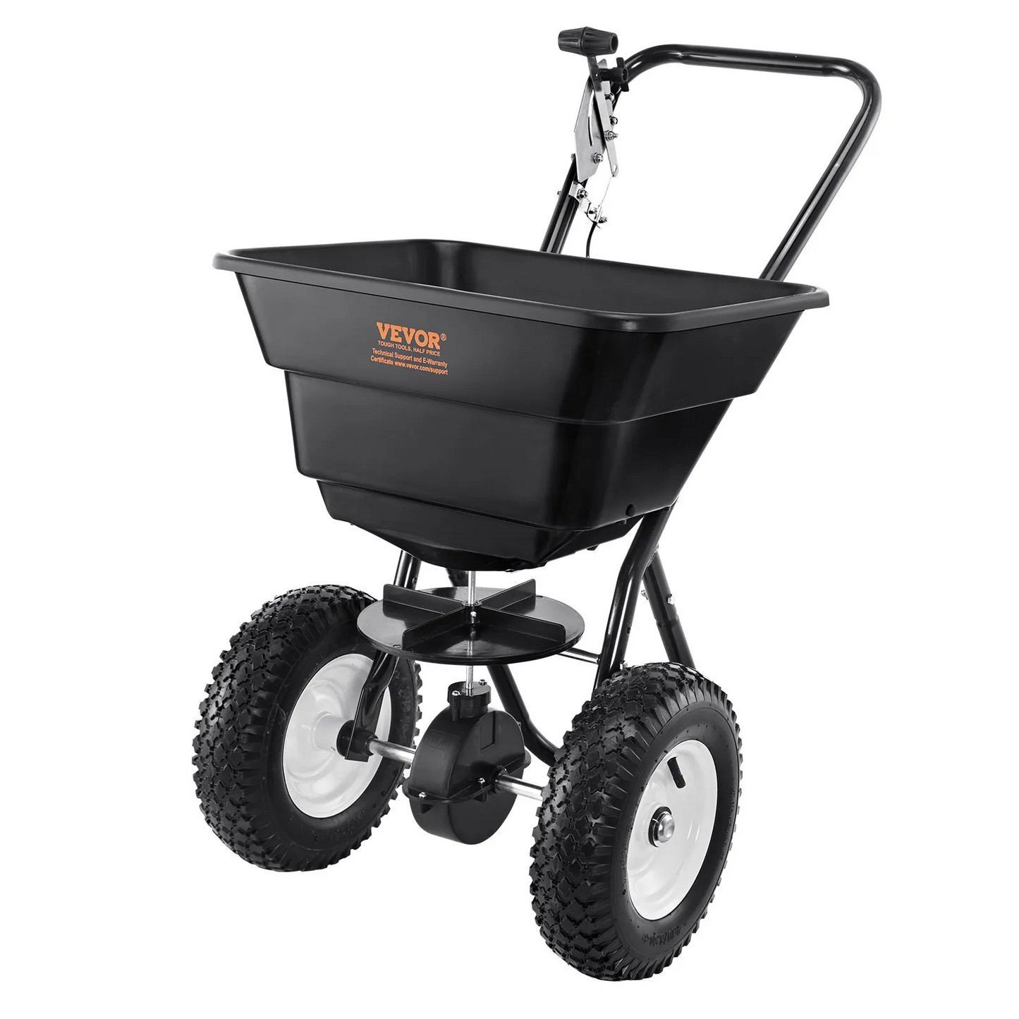 VEVOR Broadcast Spreader, 80 LB Walk-Behind Turf Spreader with 12" Wheels, Steel Push Fertilizer Spreader