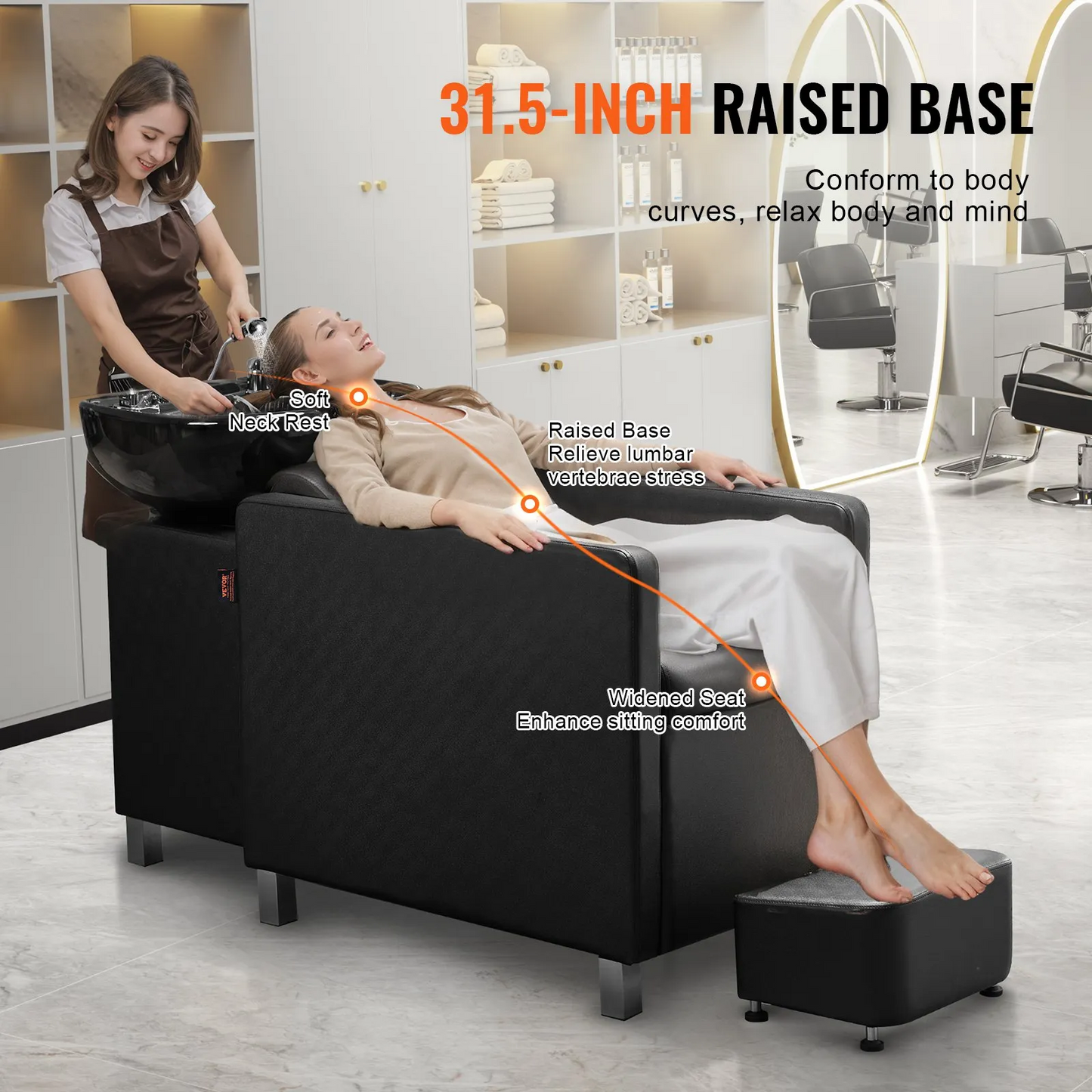 VEVOR Shampoo Backwash Chair, 661.4 LBS Loading Salon & Spa Hair Washing Station-$450