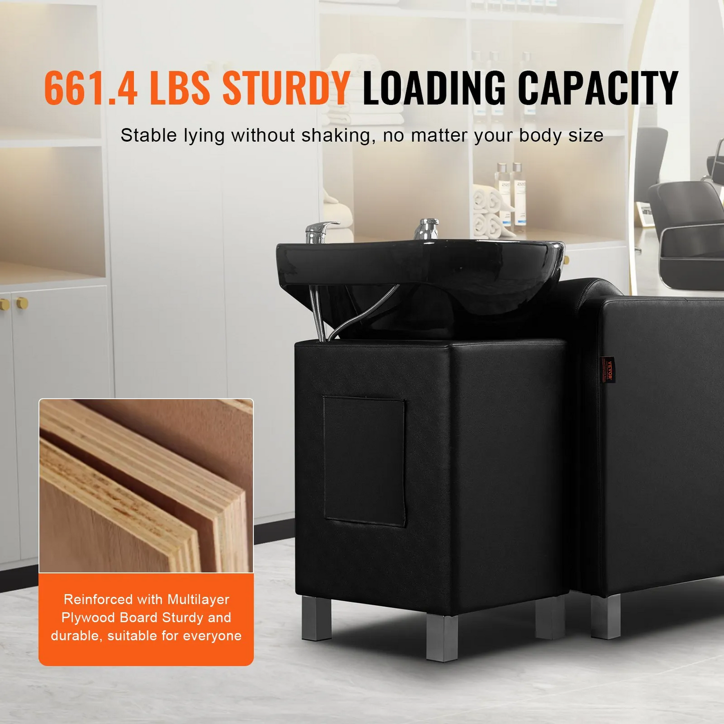 VEVOR Shampoo Backwash Chair, 661.4 LBS Loading Salon & Spa Hair Washing Station-$450