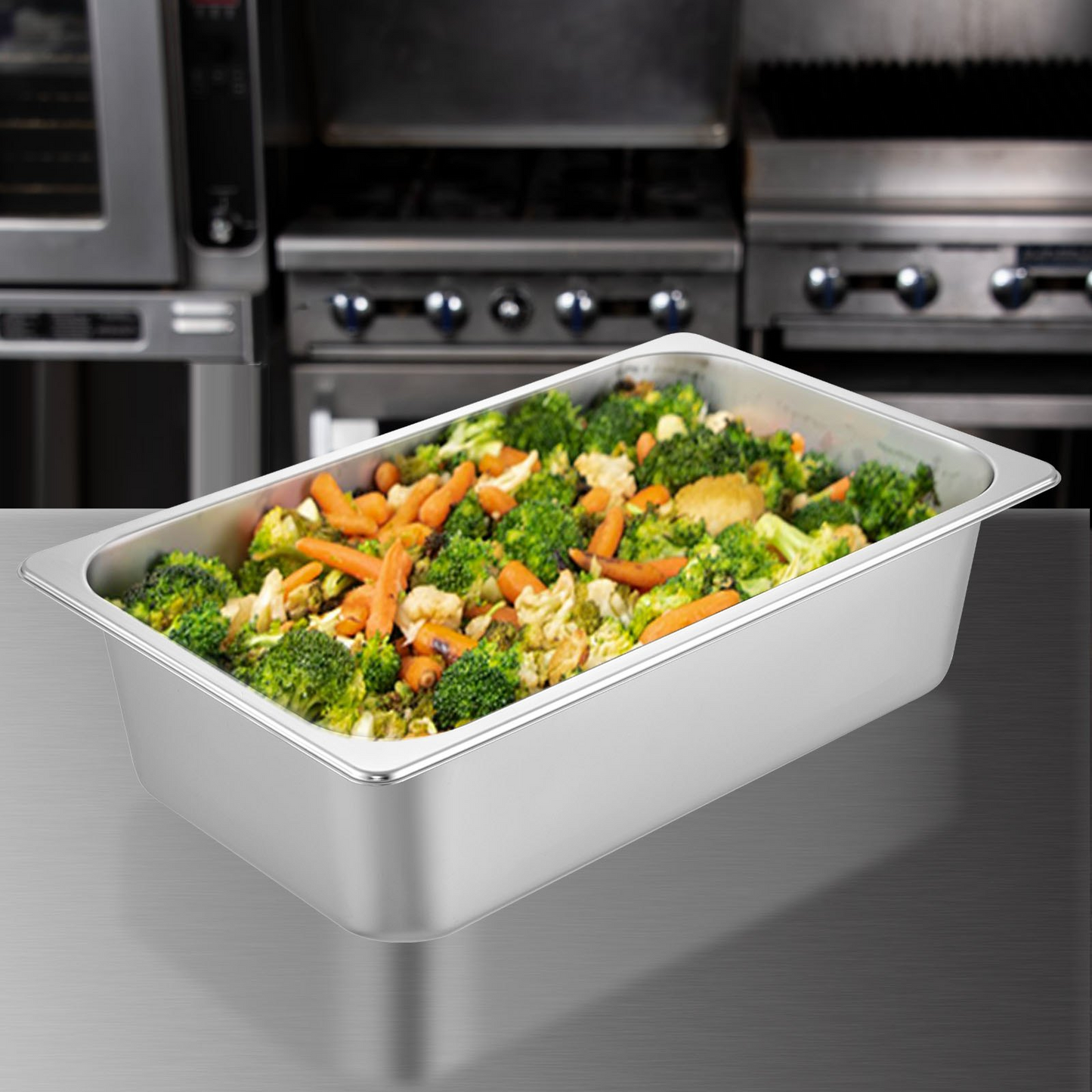 VEVOR 6 Pack Steam Table Pans 20.9 x 12.8 x 5.9 Inch Deep Steam Table Pan Full Size 20.5L Deep-$60