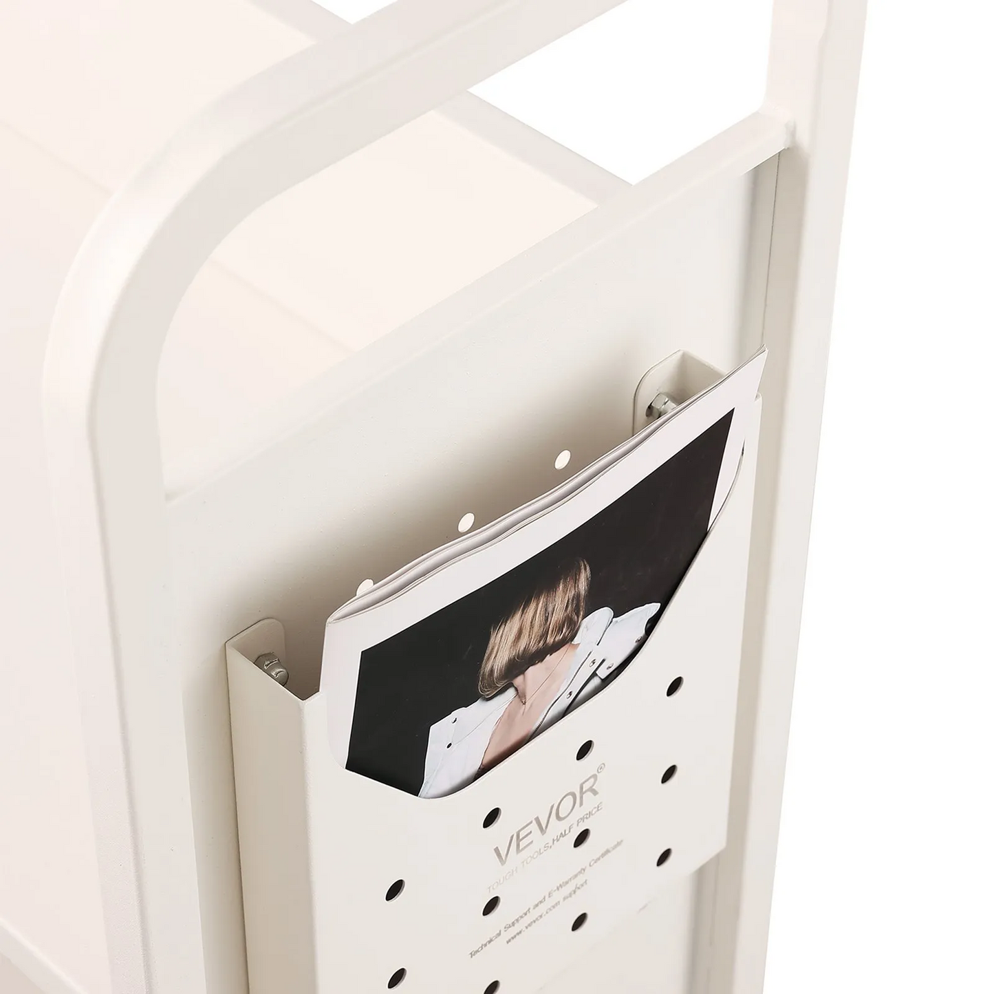 VEVOR Book Cart, 330 lbs Library Cart, 31.1" x 15.2" x 49.2" Rolling Book Cart, Single Sided L-Shaped Flat Shelves