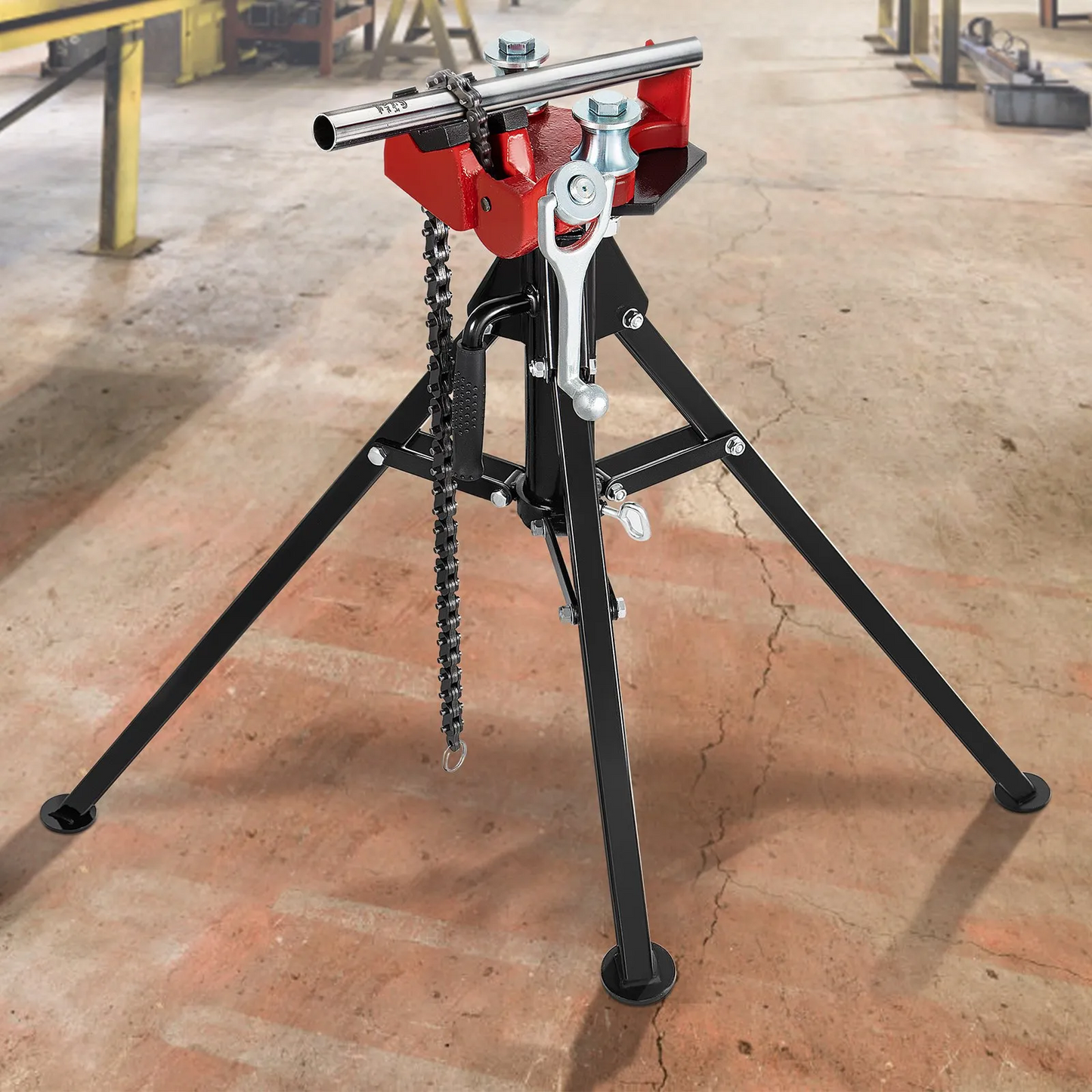 VEVOR Tripod Pipe Chain Vise, 1/8"-5" Pipe Capacity with Portable Folding Steel Legs, 36.4 inch Length, -$110