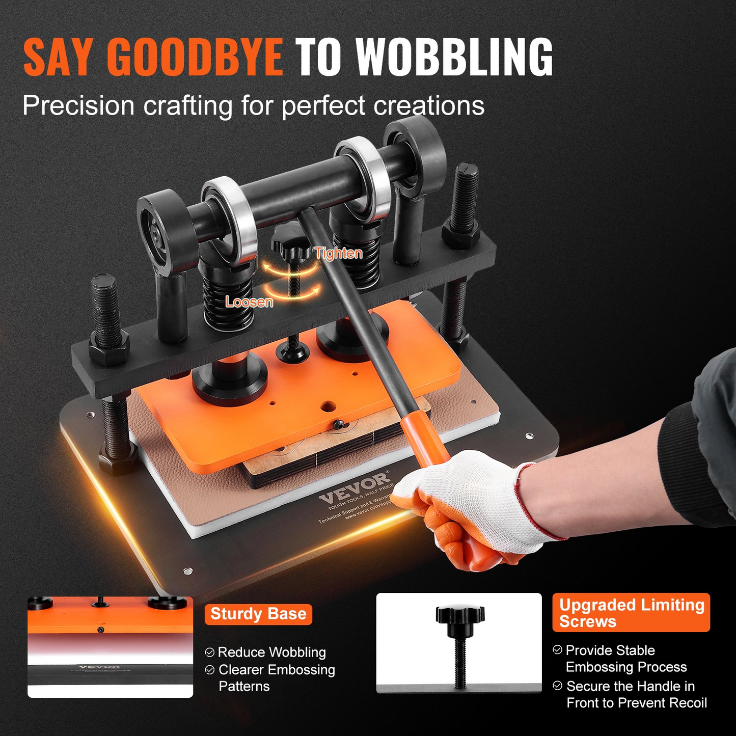 VEVOR Leather Cutting Machine, 10.2 x 5.9 in Embossing Plate Manual Die Cutter, 0.47 in Pressure Stroke