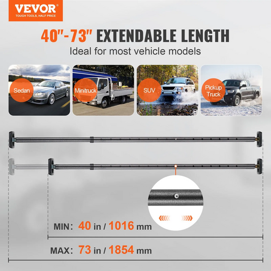 VEVOR Cargo Bar, Truck Bed Bar Adjustable from 40" to 73", Heavy-duty Steel Cargo Stabilizer Bar,-$25