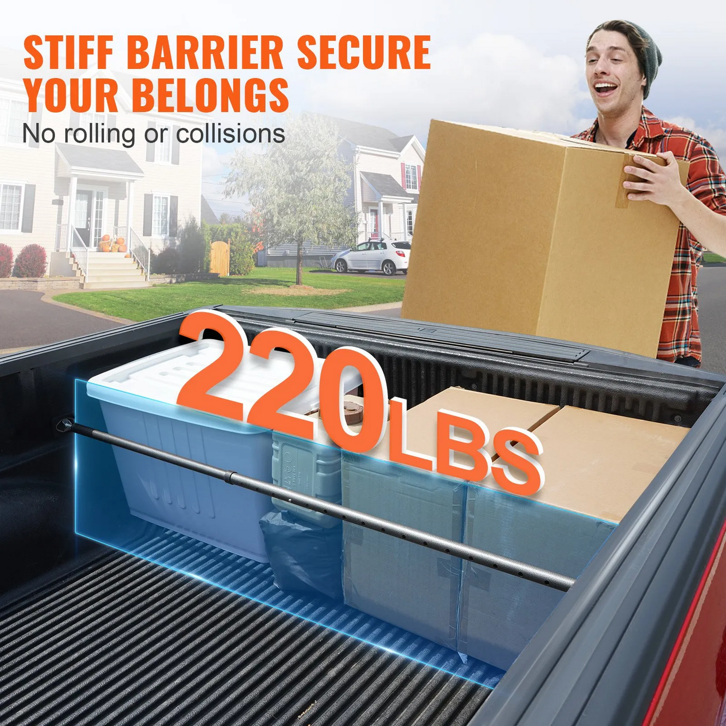 VEVOR Cargo Bar, Truck Bed Bar Adjustable from 40" to 73", Heavy-duty Steel Cargo Stabilizer Bar,-$25