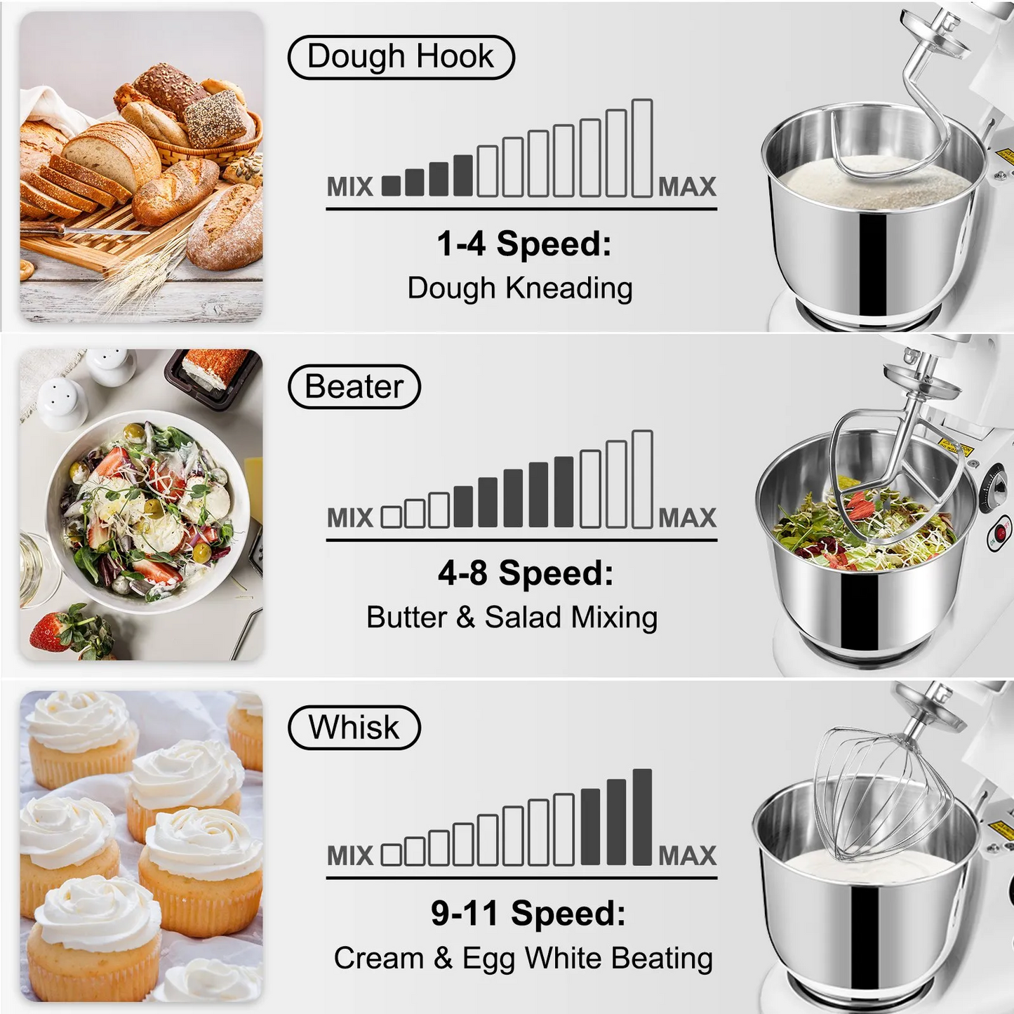 VEVOR 600W Stand Mixer 11-Speed Tilt-Head Dough Mixer 7.4 Qt Bowl 3 Attachments,-$260