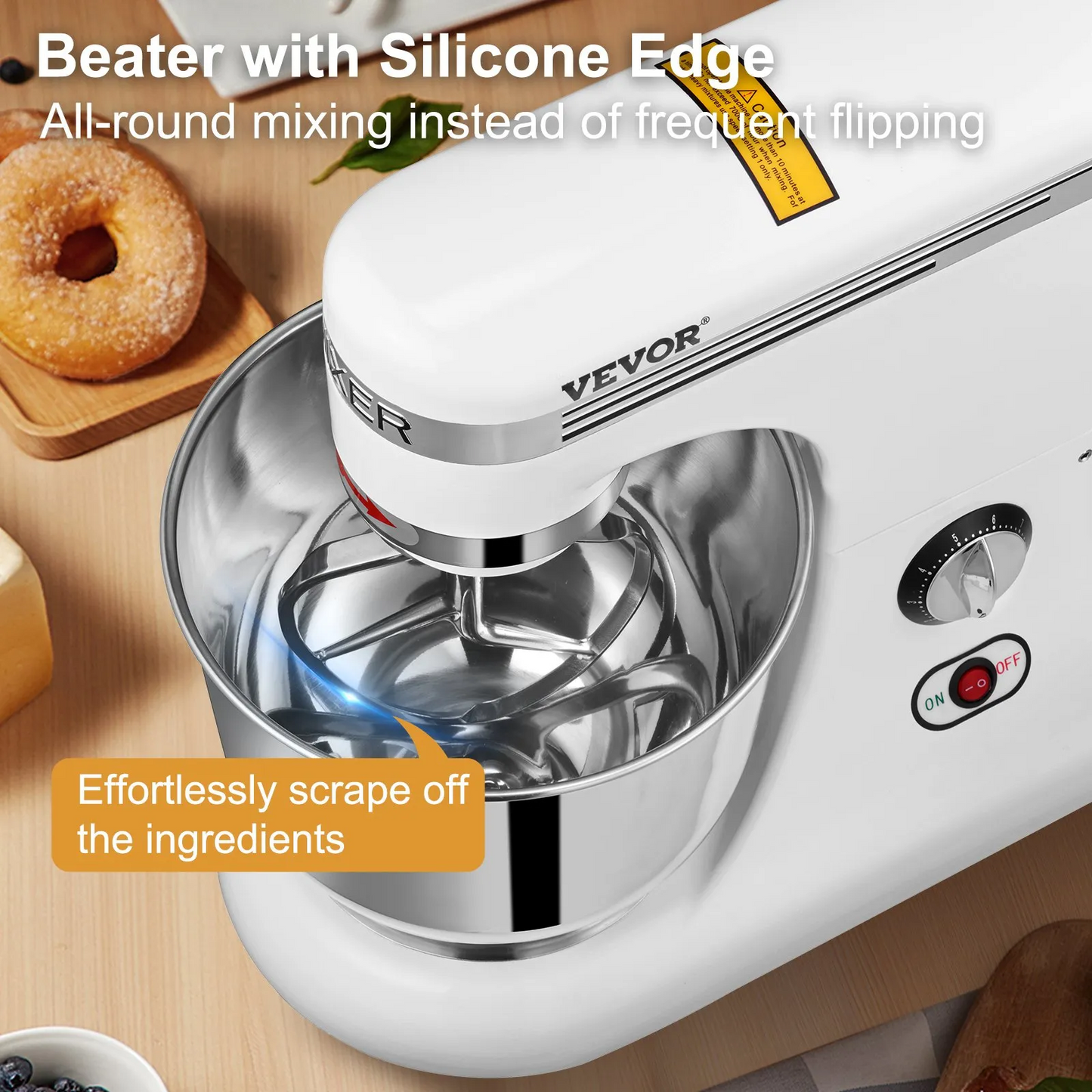VEVOR 600W Stand Mixer 11-Speed Tilt-Head Dough Mixer 7.4 Qt Bowl 3 Attachments,-$260