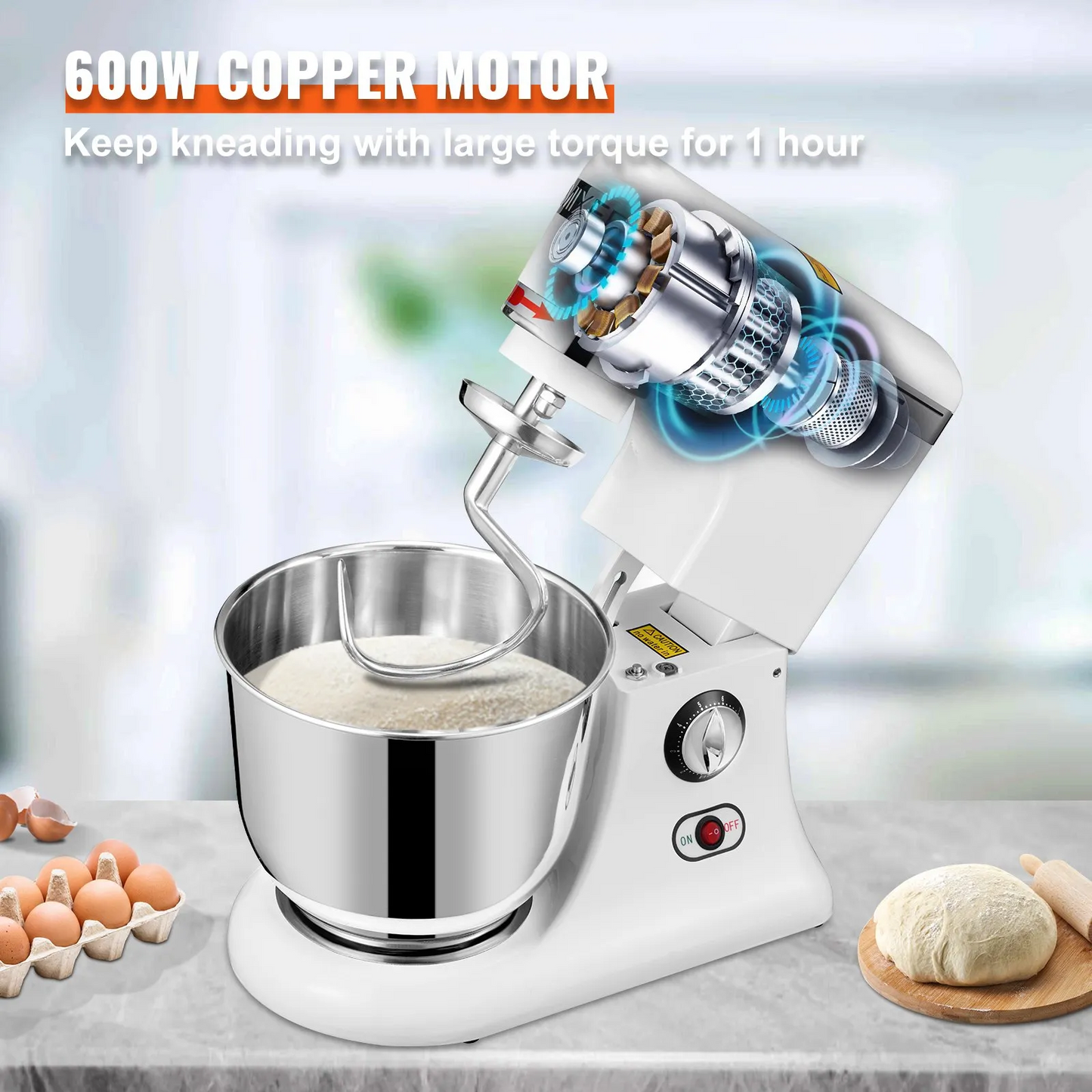 VEVOR 600W Stand Mixer 11-Speed Tilt-Head Dough Mixer 7.4 Qt Bowl 3 Attachments,-$260
