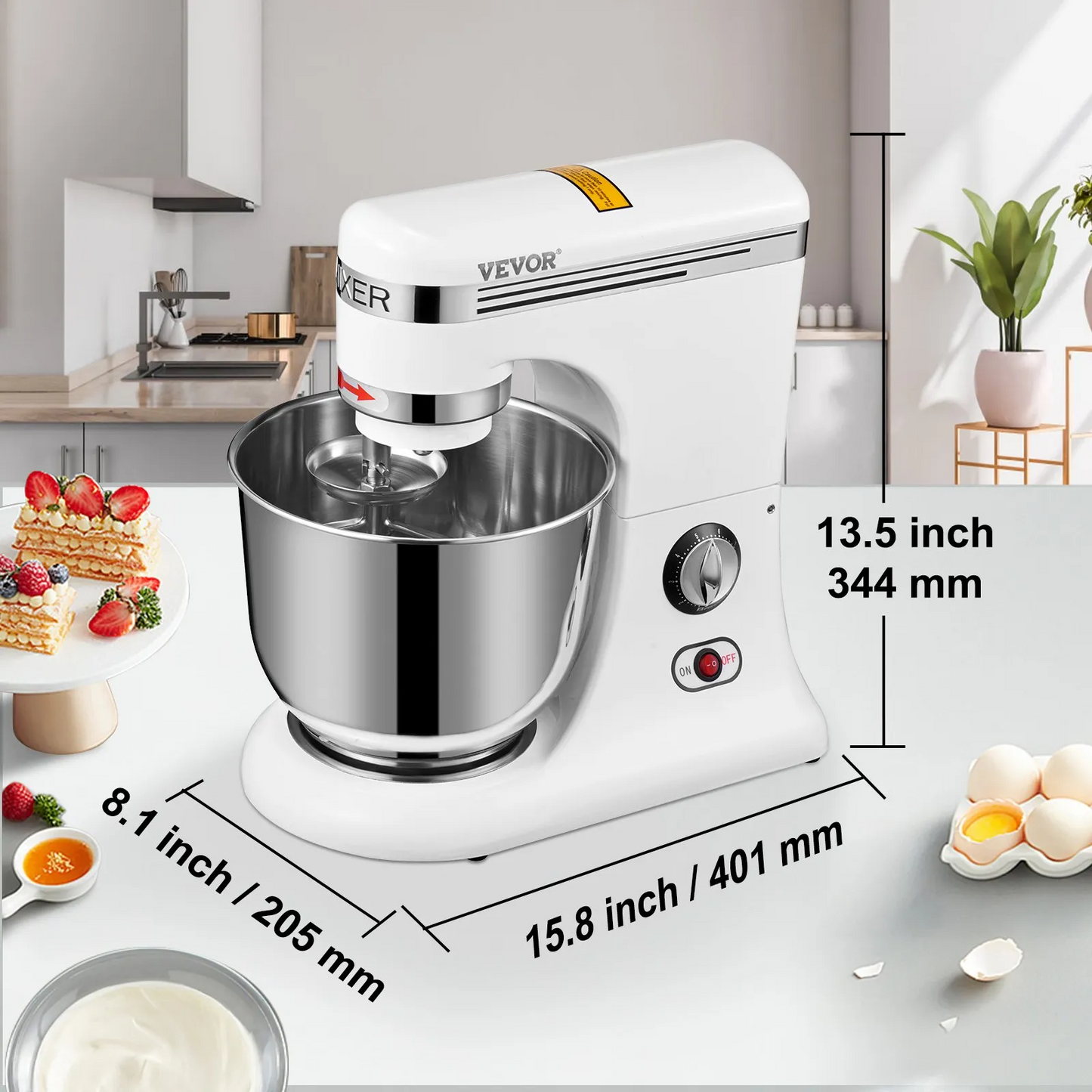 VEVOR 600W Stand Mixer 11-Speed Tilt-Head Dough Mixer 7.4 Qt Bowl 3 Attachments,-$260