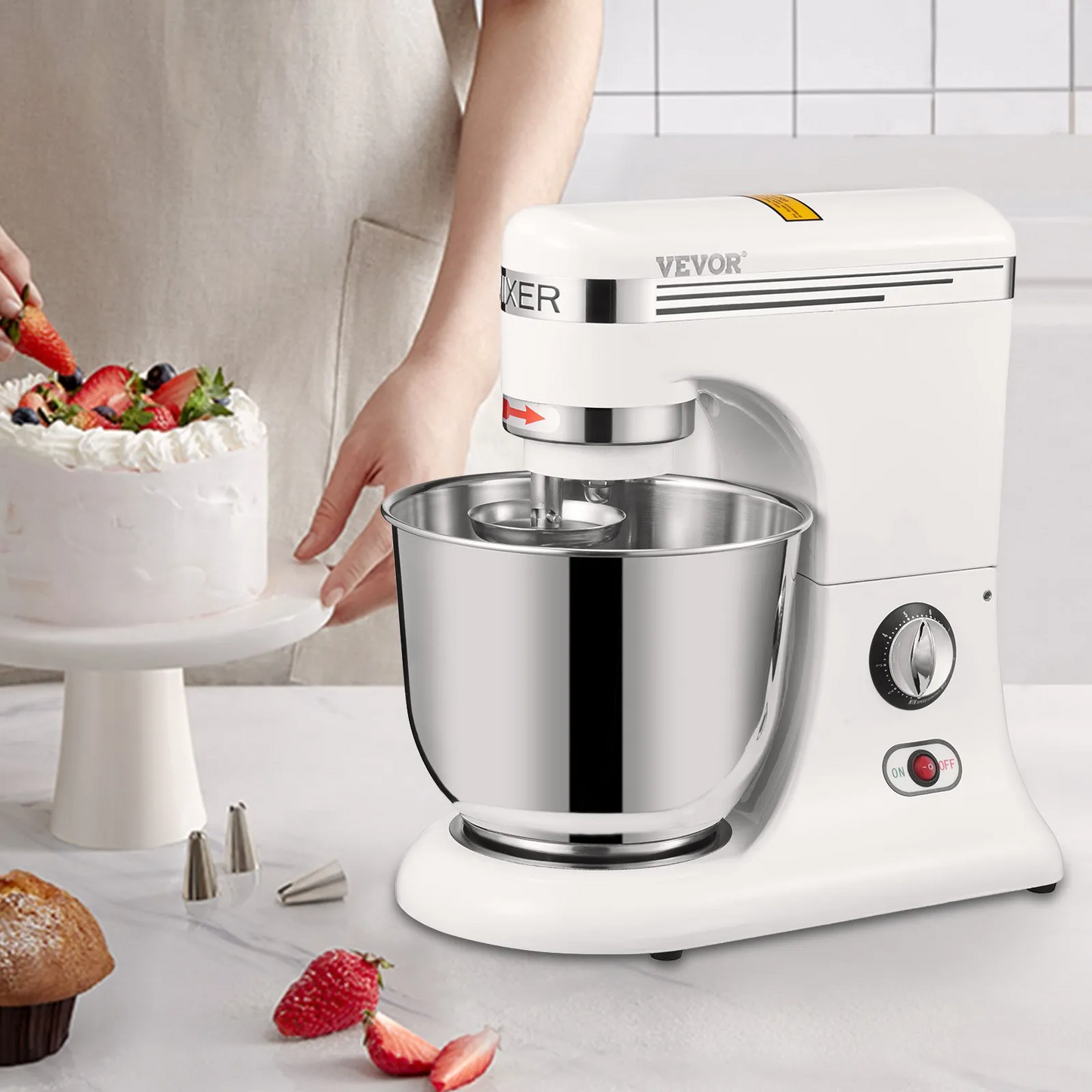 VEVOR 600W Stand Mixer 11-Speed Tilt-Head Dough Mixer 7.4 Qt Bowl 3 Attachments,-$260