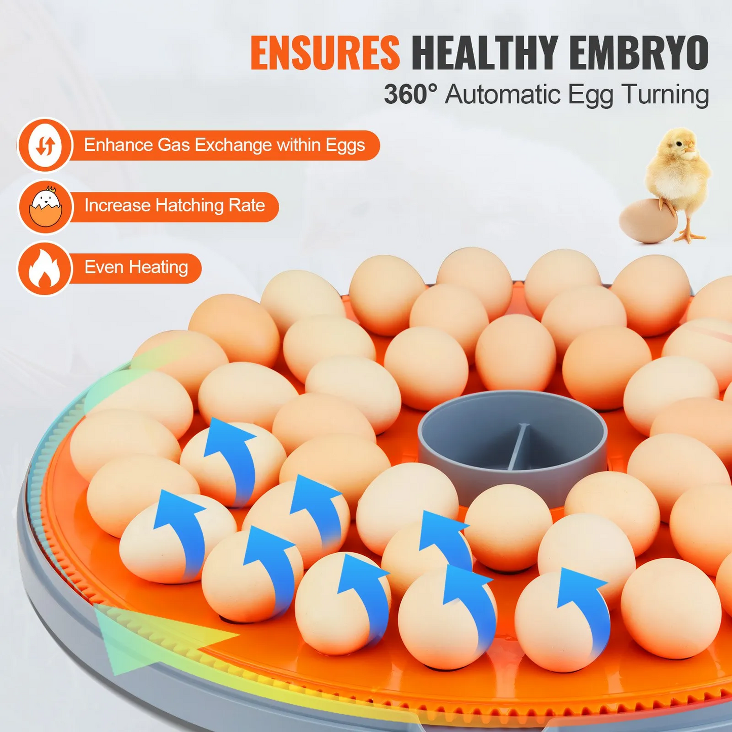 VEVOR 48 Egg Incubator, Incubators for Hatching Eggs, 360°Automatic Egg Turner with Temperature,-$70