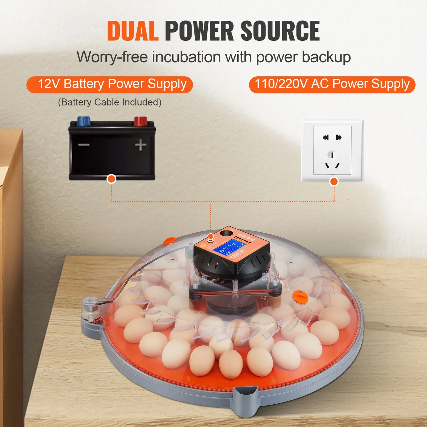 VEVOR 48 Egg Incubator, Incubators for Hatching Eggs, 360°Automatic Egg Turner with Temperature,-$70