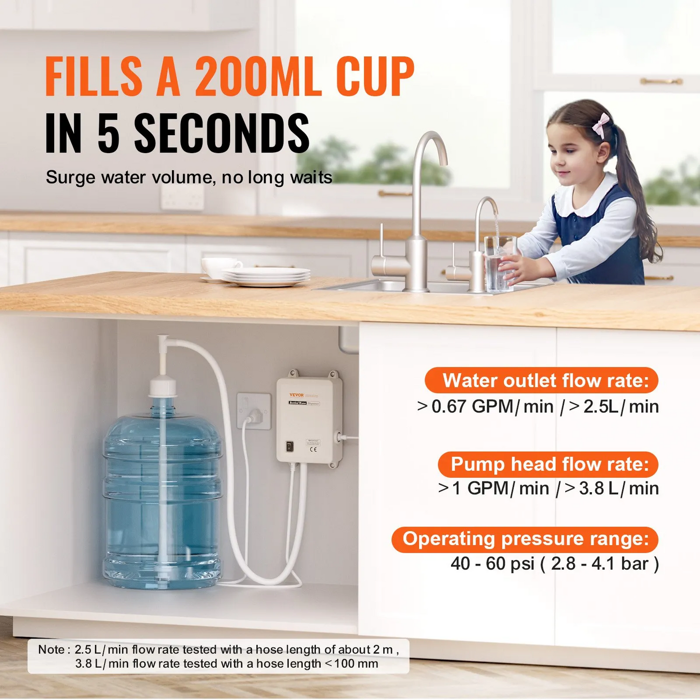 VEVOR Pump 115 with US Plug Perfect for 5 Gallon Voltage White Single Outlet, Bottled Water Dispensing,