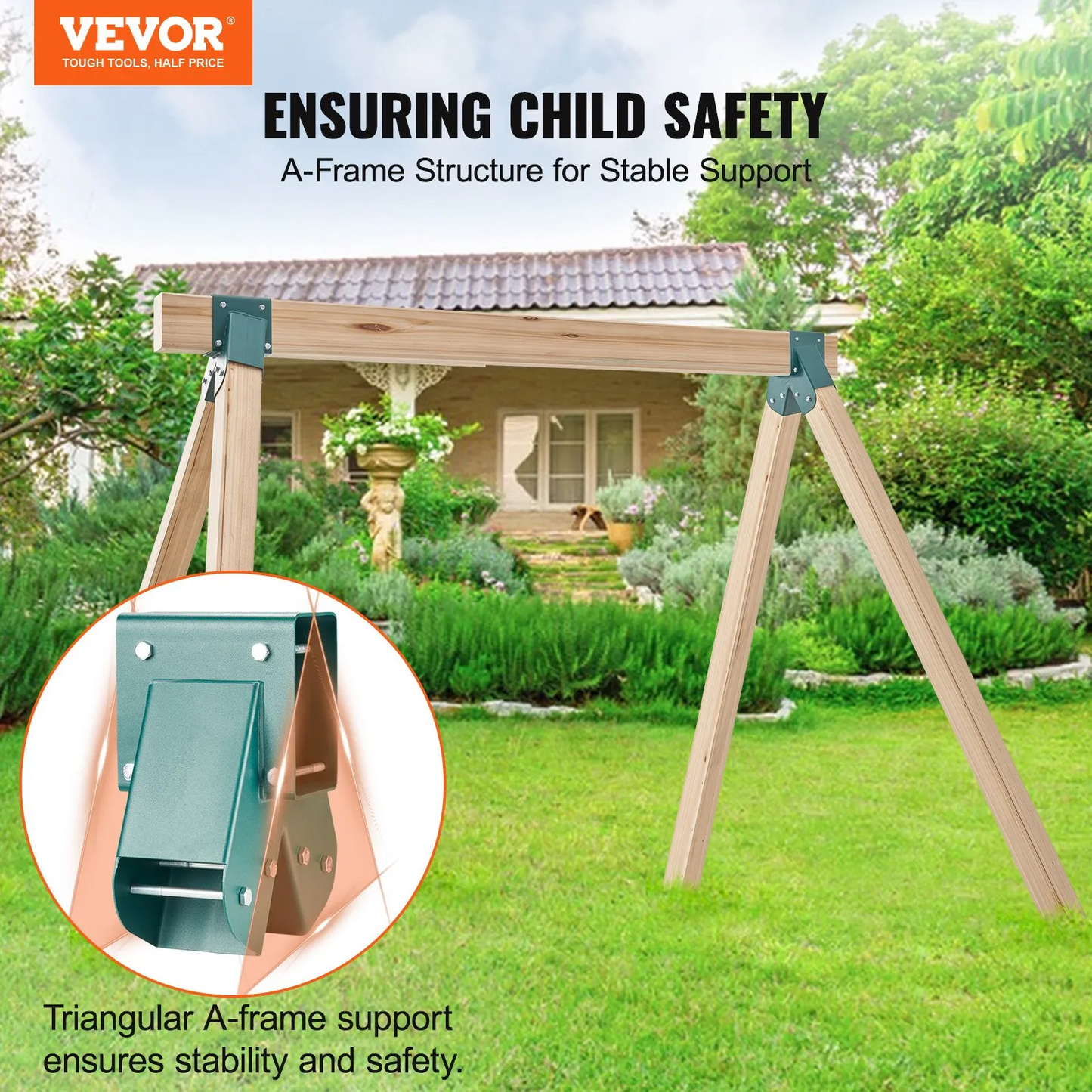 VEVOR A-Frame Middle Swing Set Brackets, Heavy Duty Carbon Steel Swing with Mounting Hardware,-$40