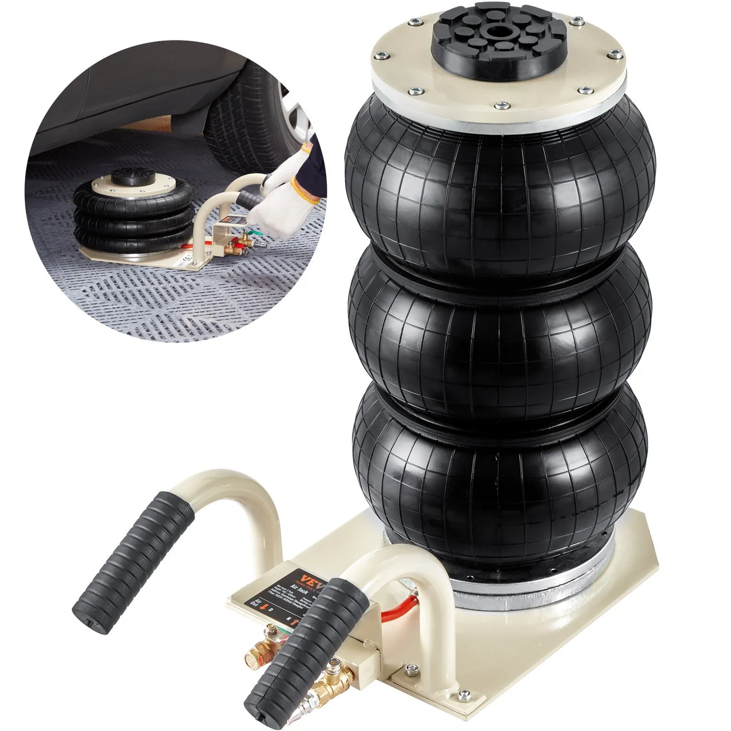 VEVOR Triple Bag Air Jack 3 Ton/6600 lbs Pneumatic Jack for Car SUV Lifting,
