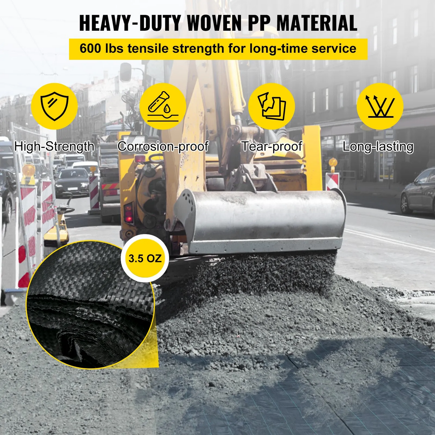 VEVOR Geotextile Fabric Woven Driveway Fabric 12.5' x 30' Landscaping Fabric 3.5oz,-$50