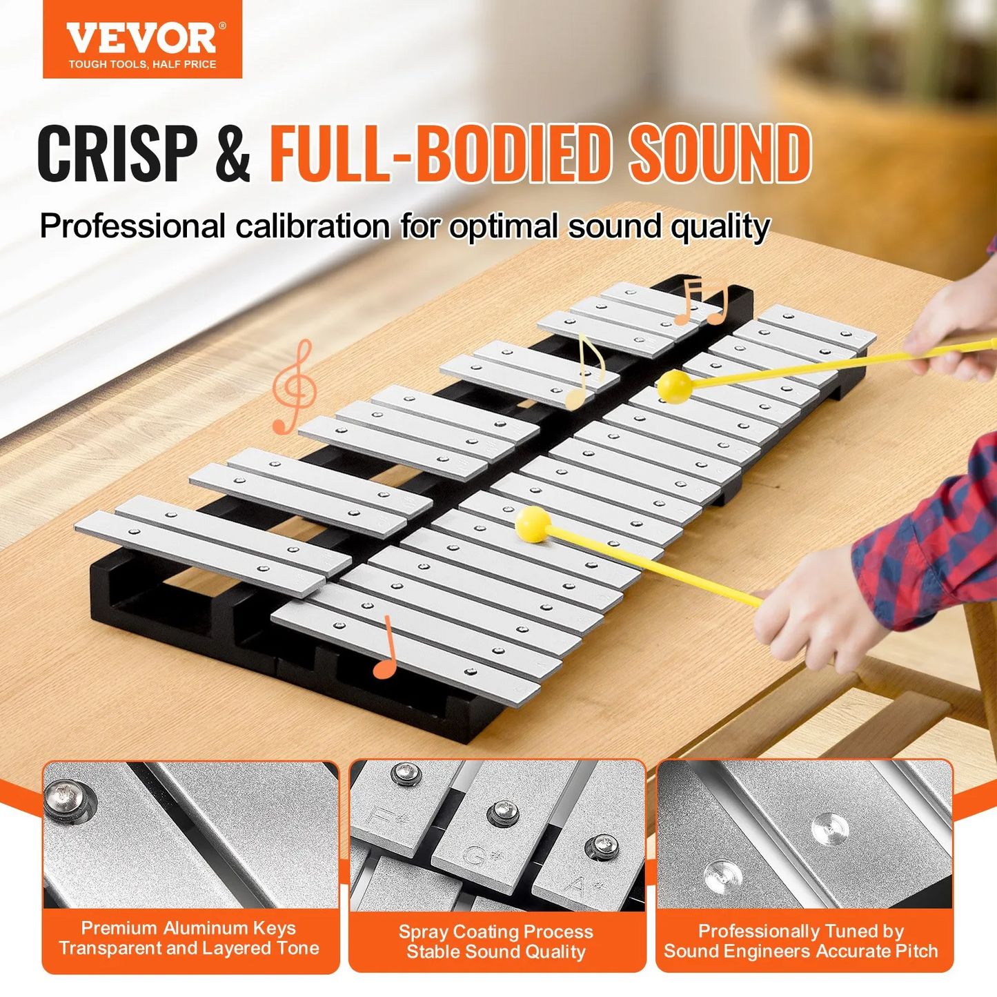 VEVOR 30 Note Glockenspiel Xylophone Bell Kit, Percussion Instrument with Mallets,-$40