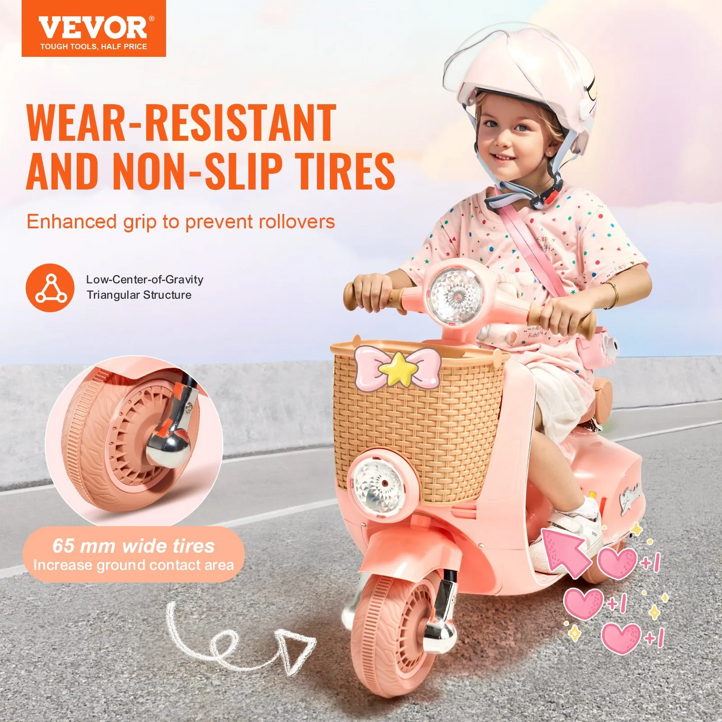 VEVOR Kids Ride on Motorcycle 6V Electric Motor Trike with LED for Kids Aged 3+,-$80