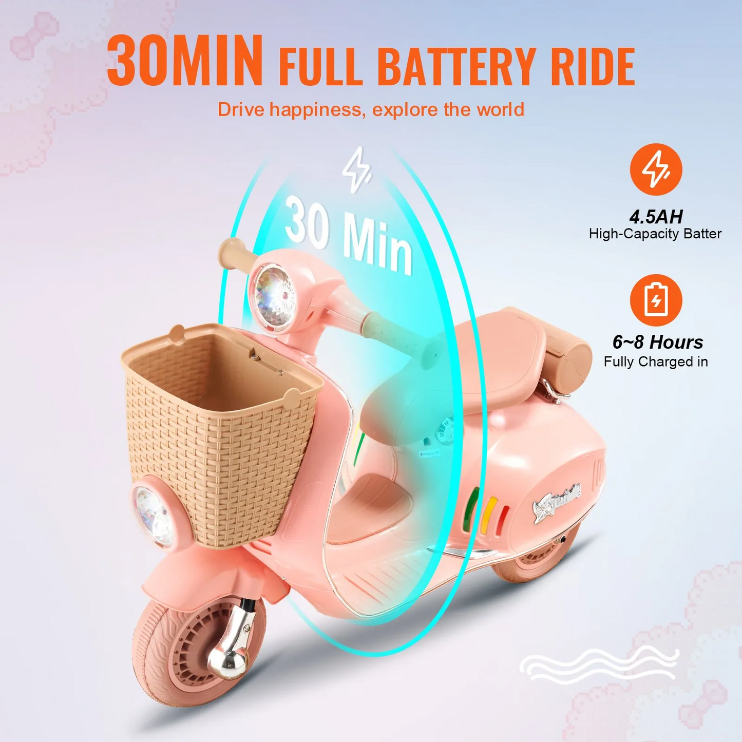 VEVOR Kids Ride on Motorcycle 6V Electric Motor Trike with LED for Kids Aged 3+,-$80
