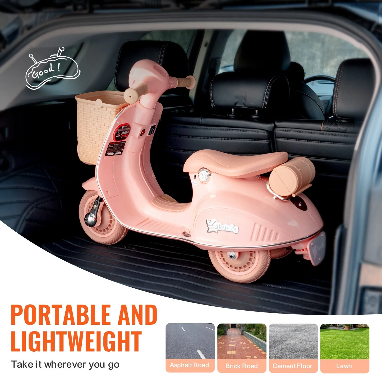 VEVOR Kids Ride on Motorcycle 6V Electric Motor Trike with LED for Kids Aged 3+,-$80