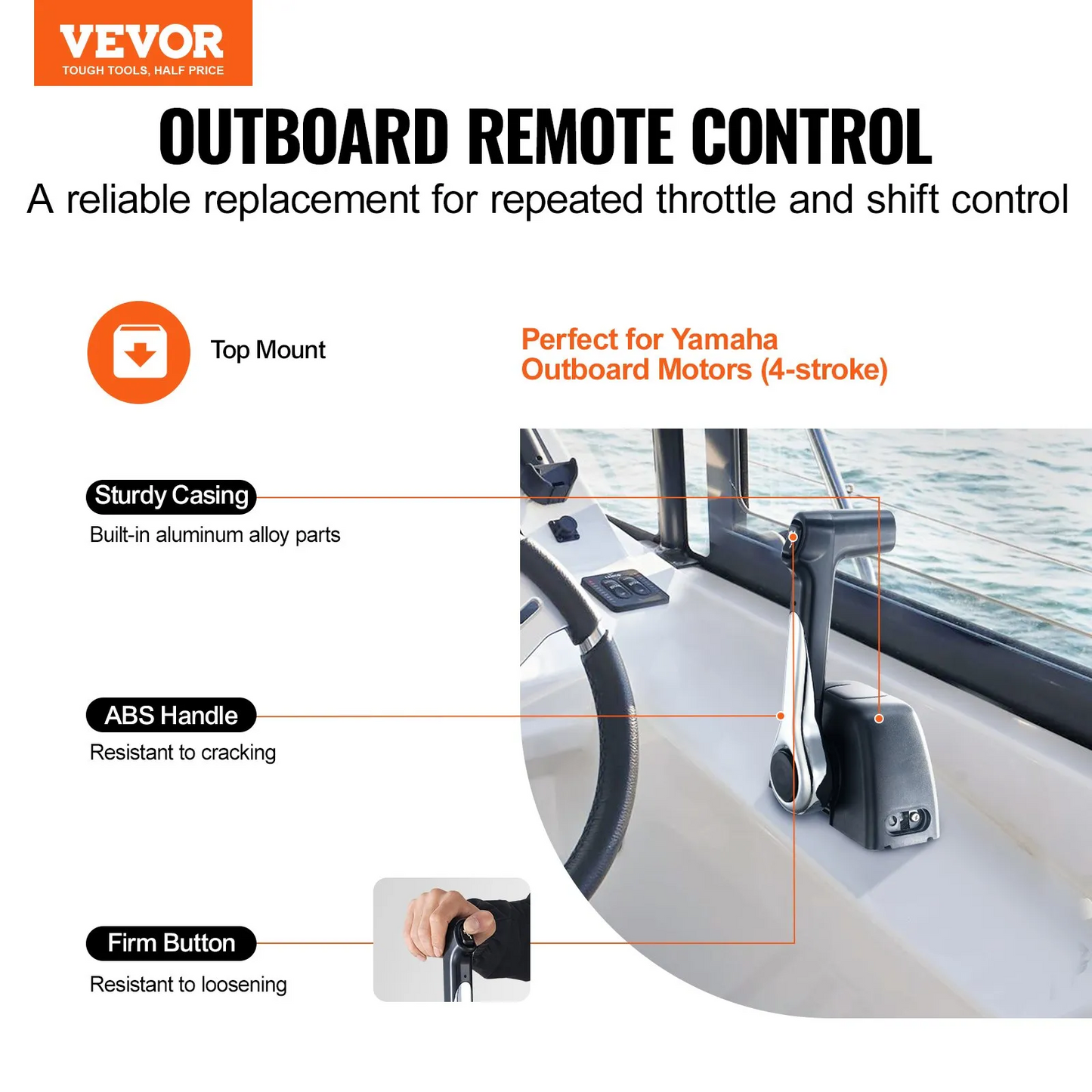 VEVOR Boat Throttle Control, 704-48205-P1 Top-Mounted Outboard Remote Control Box for Yamaha 4-Stroke