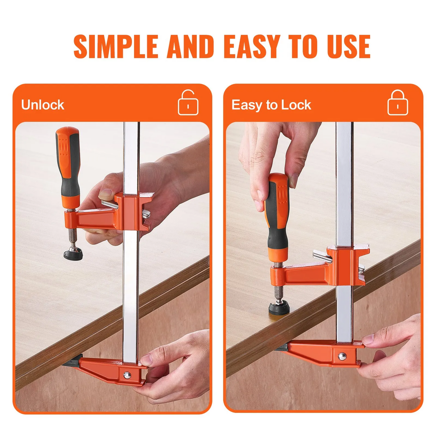 VEVOR Bar Clamps for Woodworking, 2-Pack 36" Clamp/Spreader, Quick-Change F Clamp with 600 lbs Load Limit