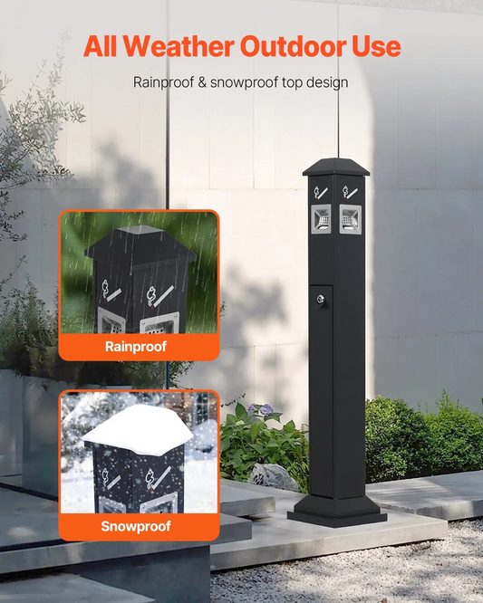 VEVOR Cigarette Butt Receptacle with 4 Disposal Openings Butt Disposal Black,-$85