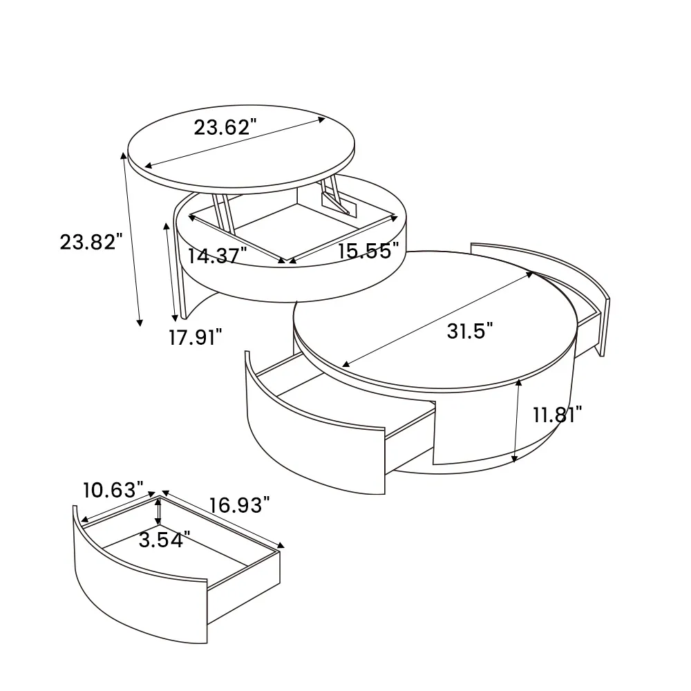 Brand New Lift-top Modern Nesting Coffee Table Set Of 2,-$900
