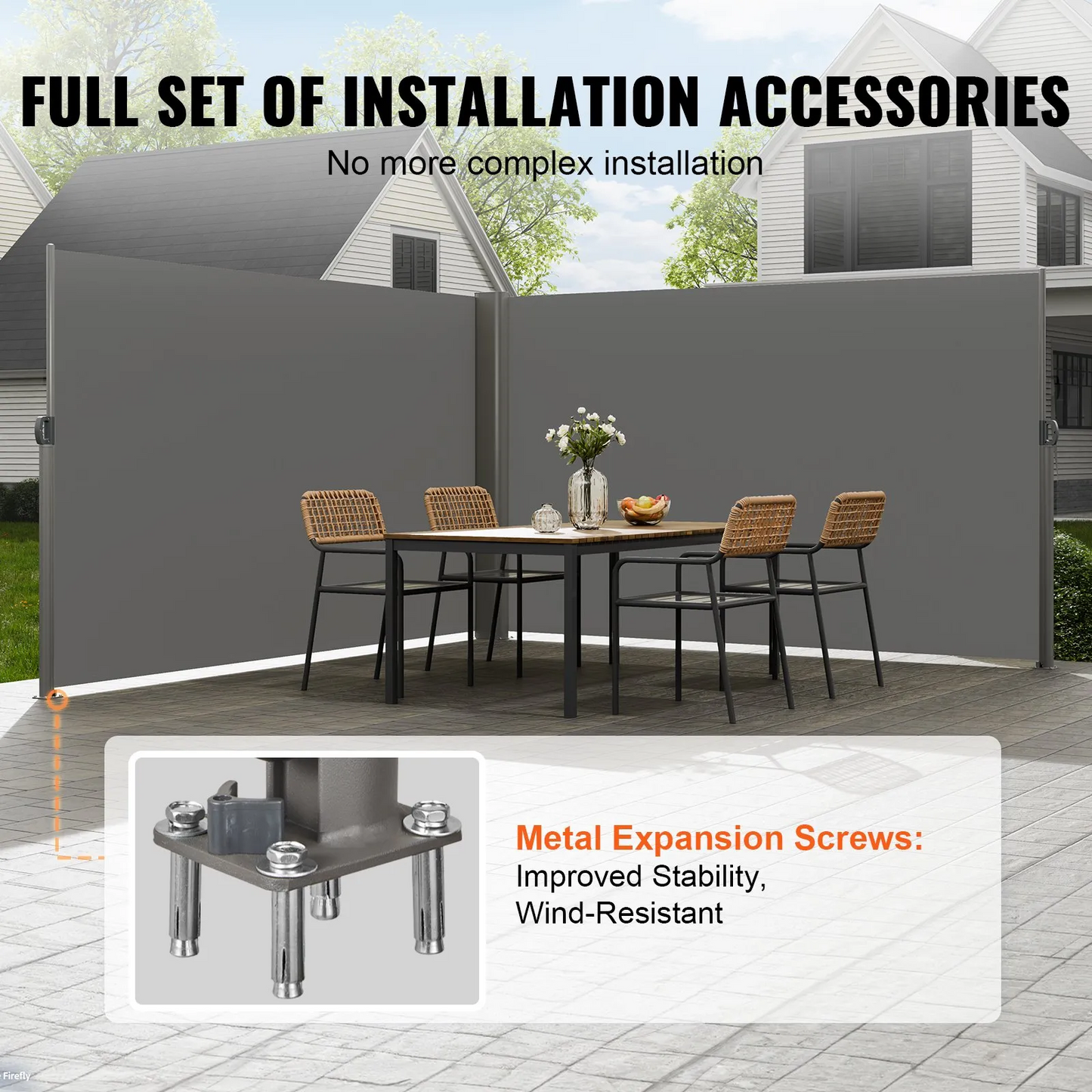 VEVOR Retractable Side Awning Patio Screen Retractable Fence 63x236inch Privacy Screen,-$150