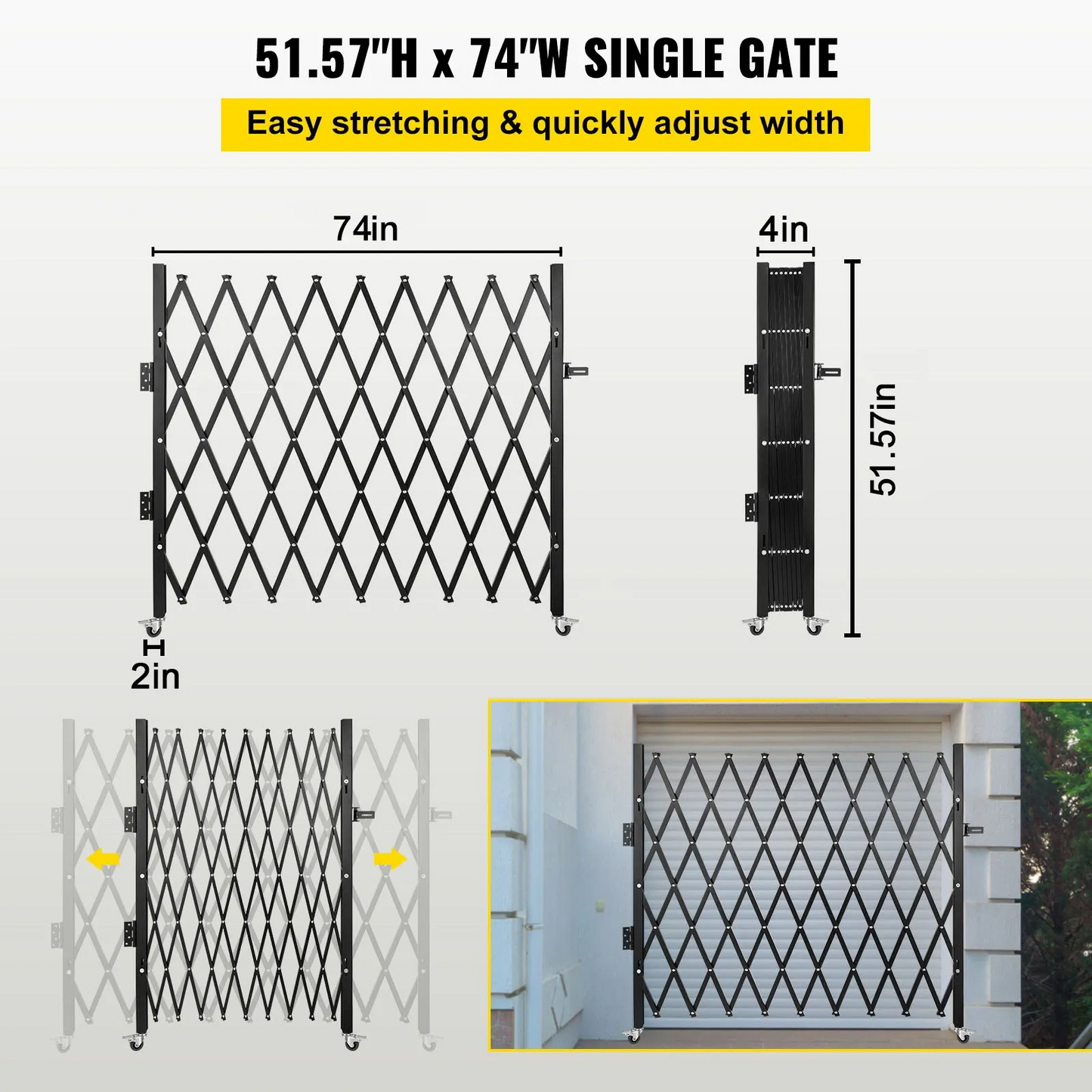 VEVOR Single Folding Security Gate, 75"W x 50"H Folding Door Gate, Steel Accordion Security Gate,-$120