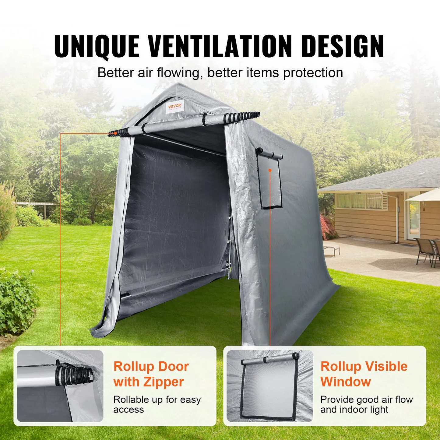 VEVOR Portable Shed Outdoor Storage Shelter, 6x8 x7 ft Heavy Duty All-Season Instant Waterproof Storage,-$130
