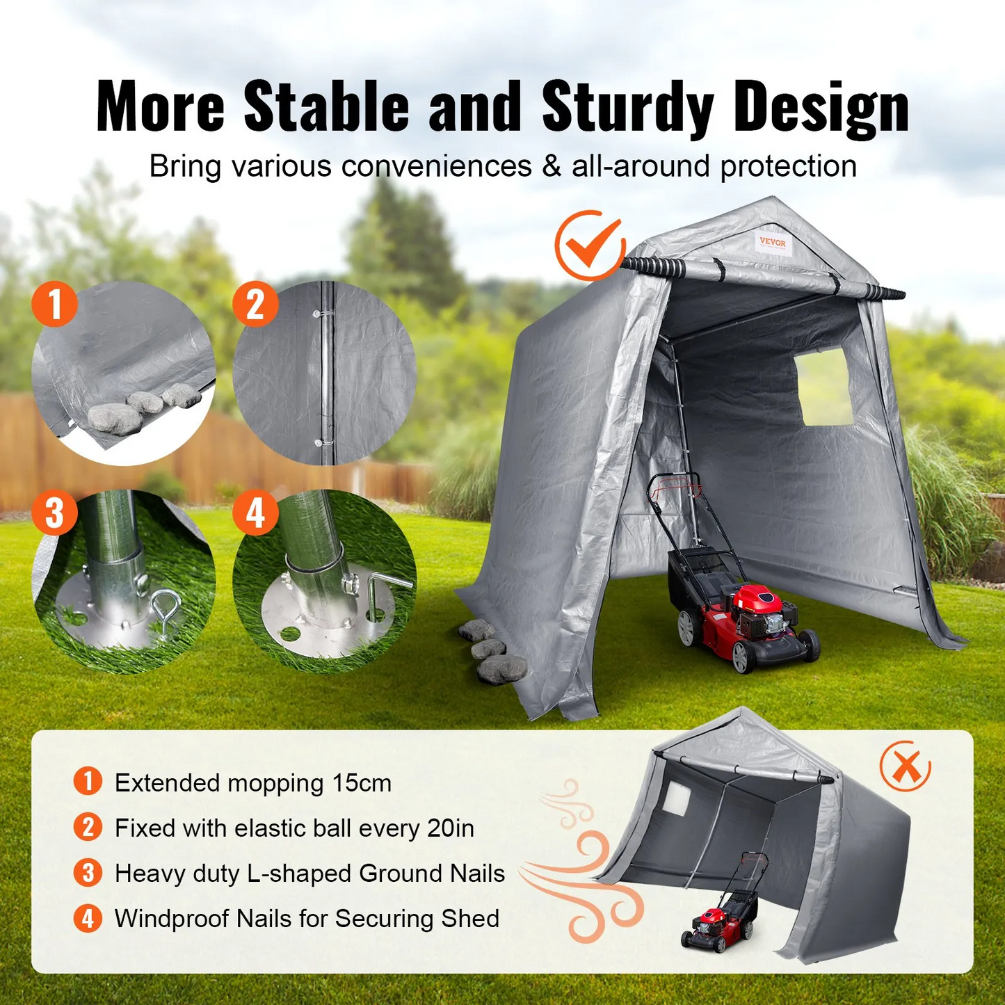VEVOR Portable Shed Outdoor Storage Shelter, 6x8 x7 ft Heavy Duty All-Season Instant Waterproof Storage,-$130
