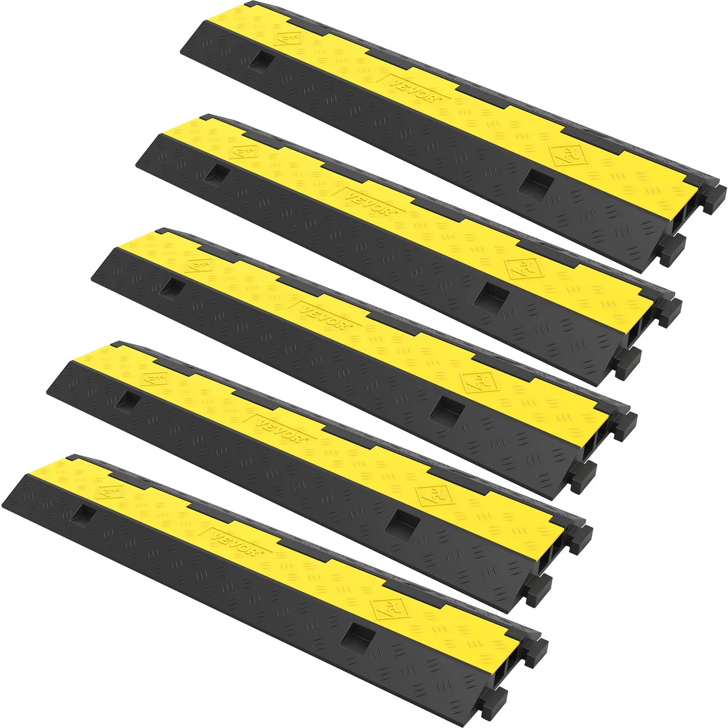VEVOR Cable Protector Ramp, 5 Packs 2 Channels Speed Bump Hump, Rated 11000 LBS Load Capacity,