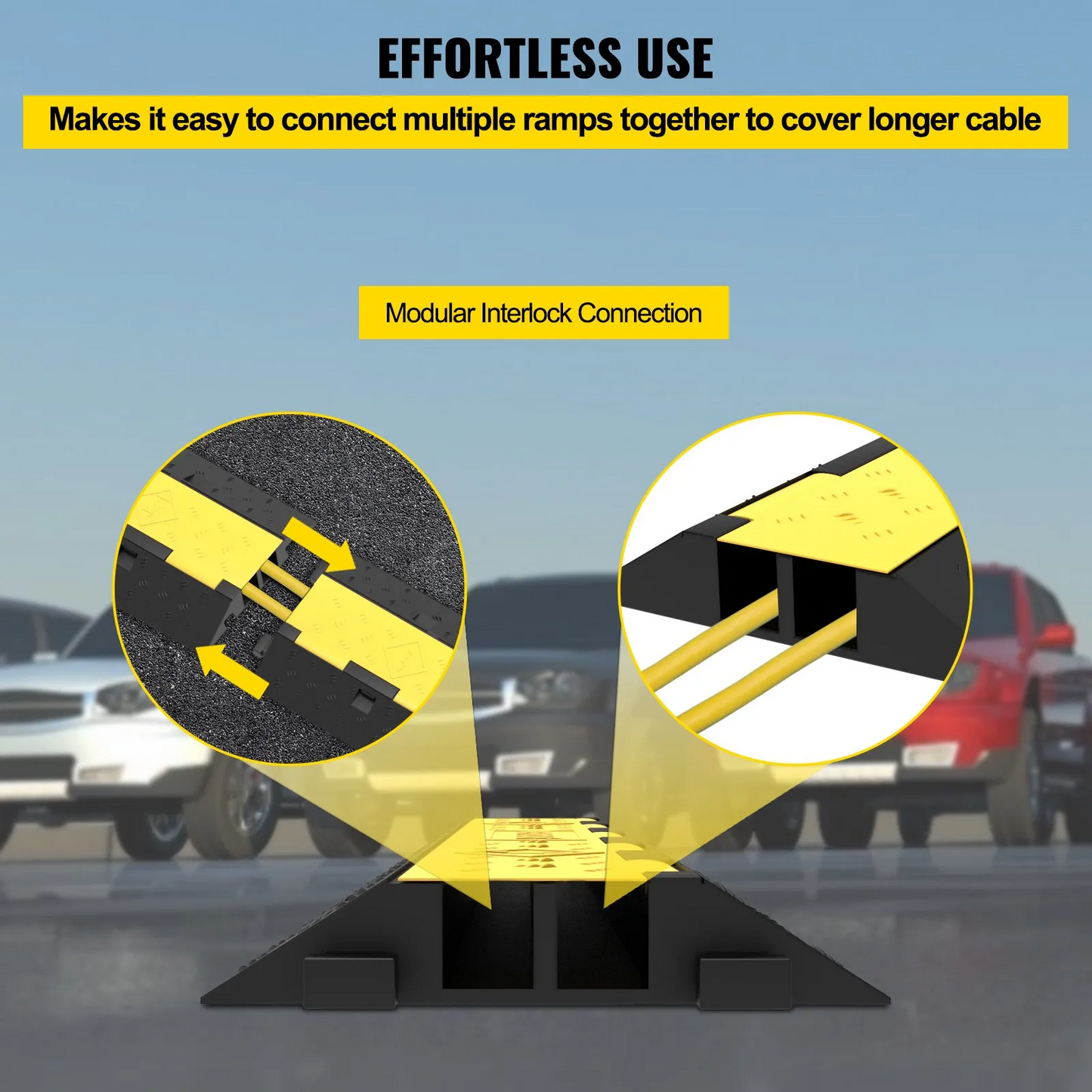 VEVOR Cable Protector Ramp, 5 Packs 2 Channels Speed Bump Hump, Rated 11000 LBS Load Capacity,