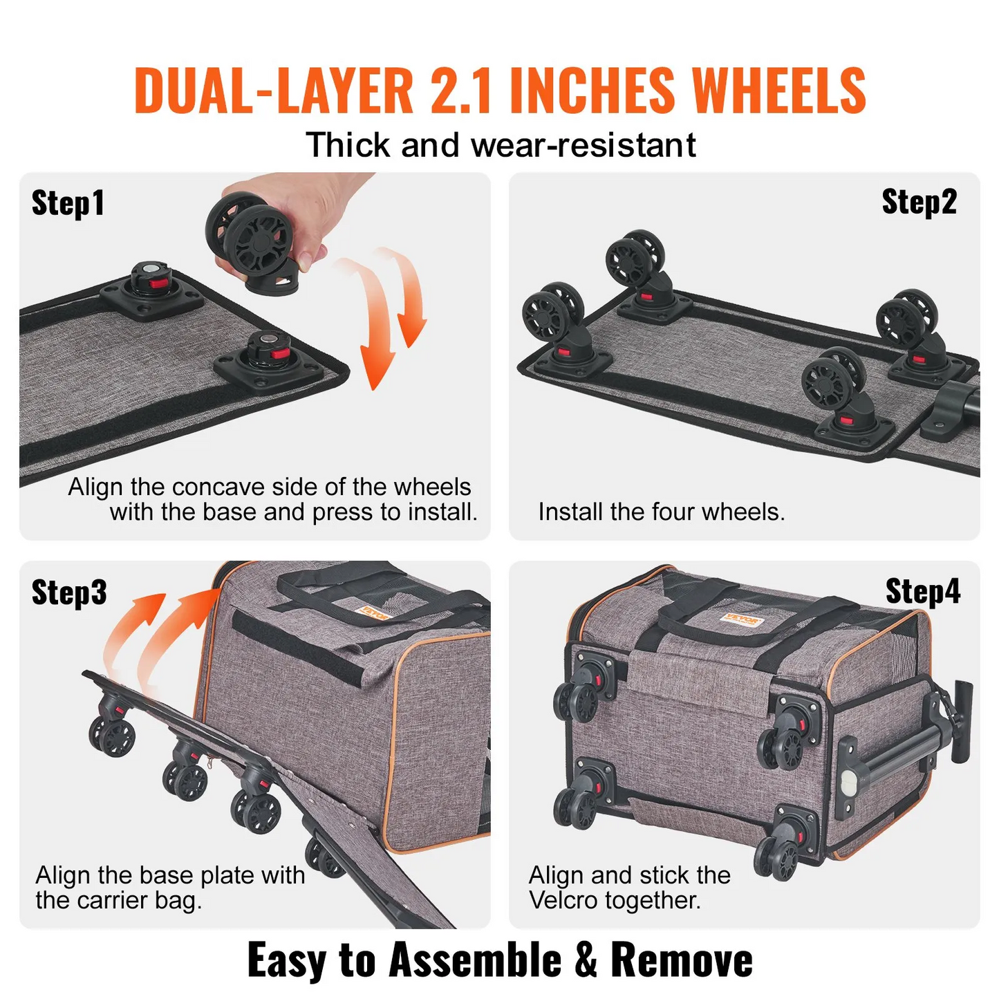 VEVOR Cat Carrier with Wheels, Airline Approved Rolling Pet Carrier with Telescopic Handle and Shoulder Strap