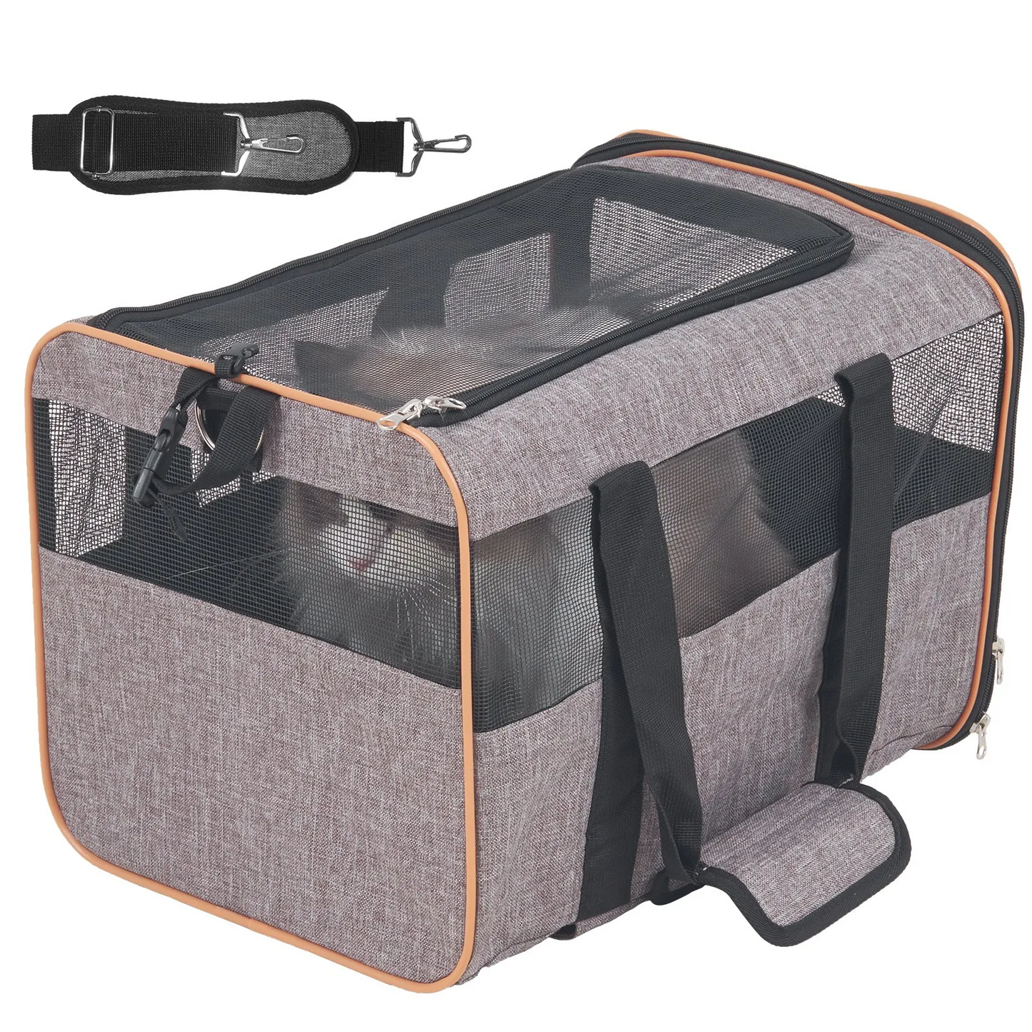 VEVOR Cat Carrier with Wheels, Airline Approved Rolling Pet Carrier with Telescopic Handle and Shoulder Strap