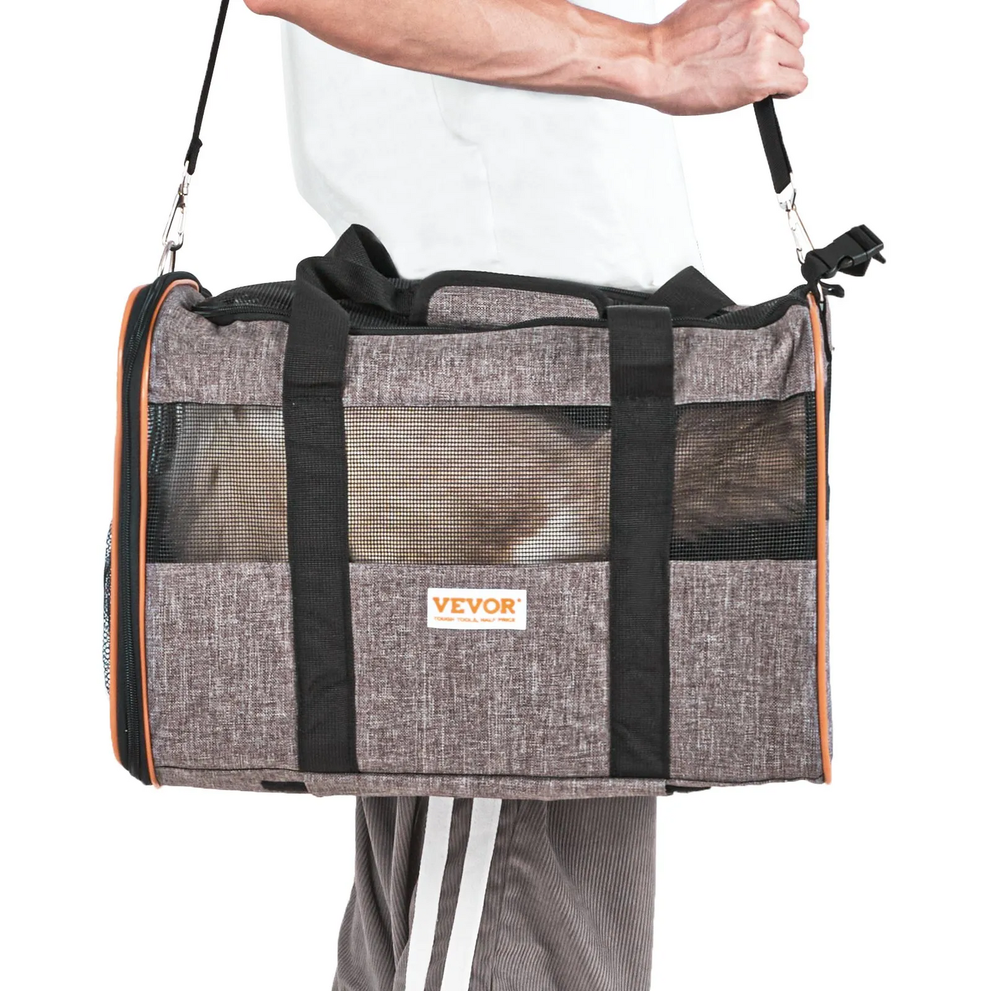 VEVOR Cat Carrier with Wheels, Airline Approved Rolling Pet Carrier with Telescopic Handle and Shoulder Strap