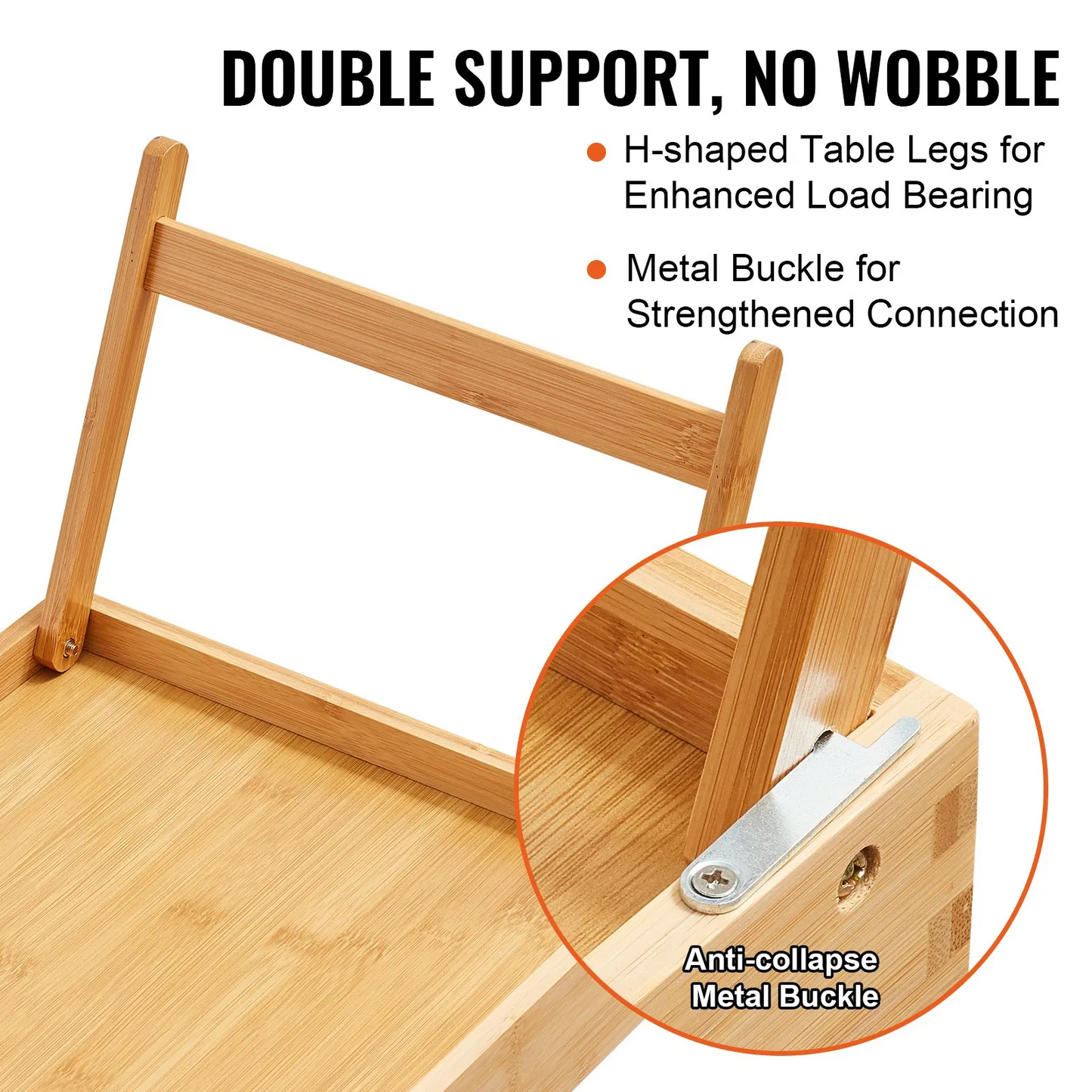 VEVOR Bed Tray Table with Foldable Legs & Media Slot, Bamboo Breakfast Tray for Sofa, Platter, 19.7" x 11.8"-$20