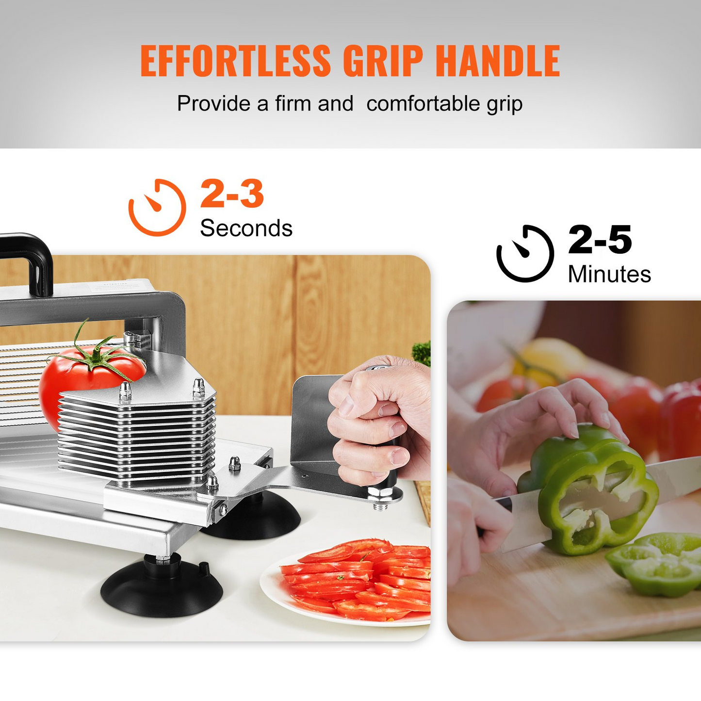 VEVOR Commercial Tomato Slicer, 1/4"+3/8"+3/16" Tomato Cutter Slicer, Stainless Steel Tomato Slicer Machine,-