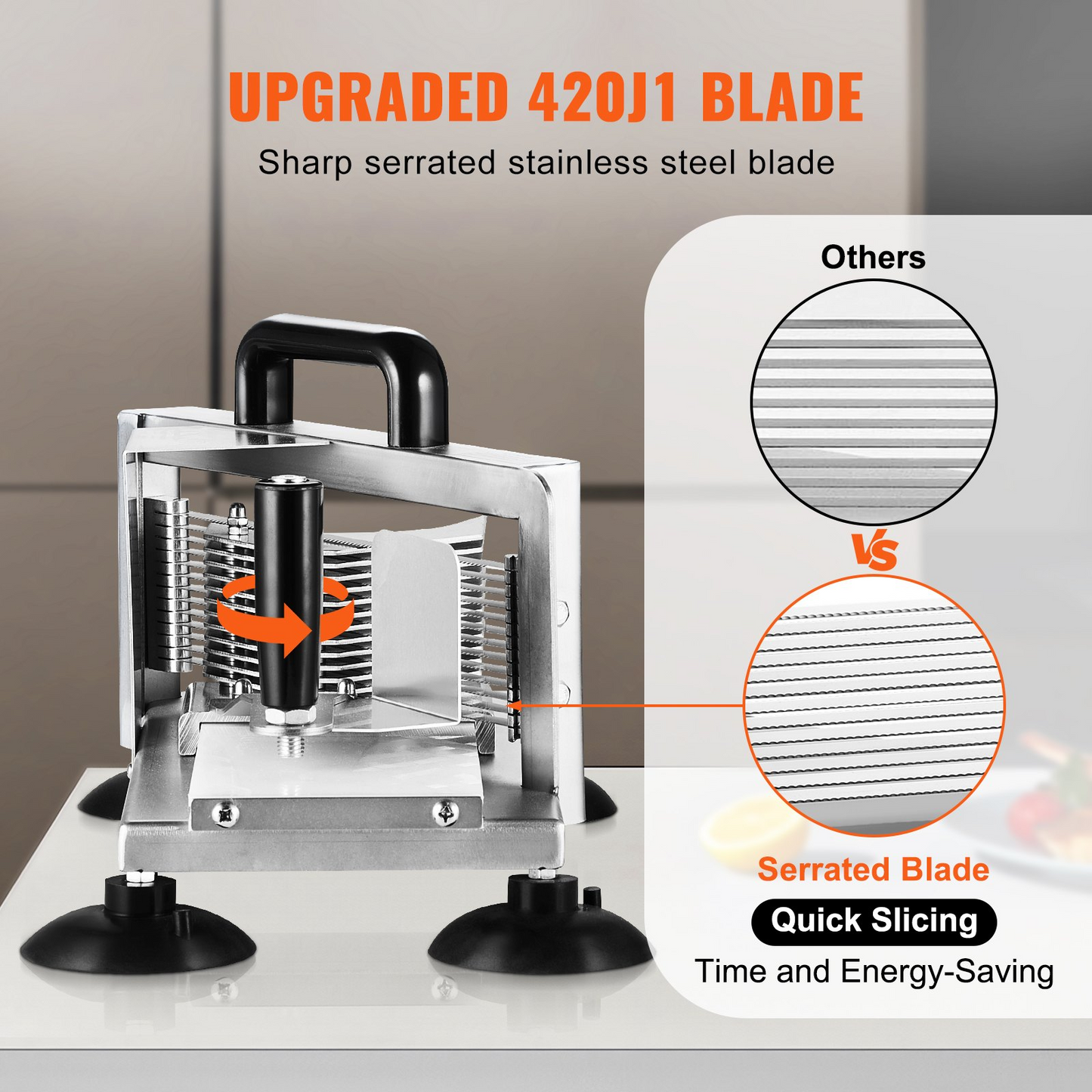 VEVOR Commercial Tomato Slicer, 1/4"+3/8"+3/16" Tomato Cutter Slicer, Stainless Steel Tomato Slicer Machine,-