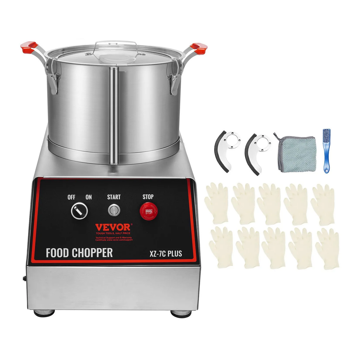 VEVOR Food Processor & Vegetable Chopper, 7 Quart Bowl, 750W Food-Grade Stainless Steel Food Processor
