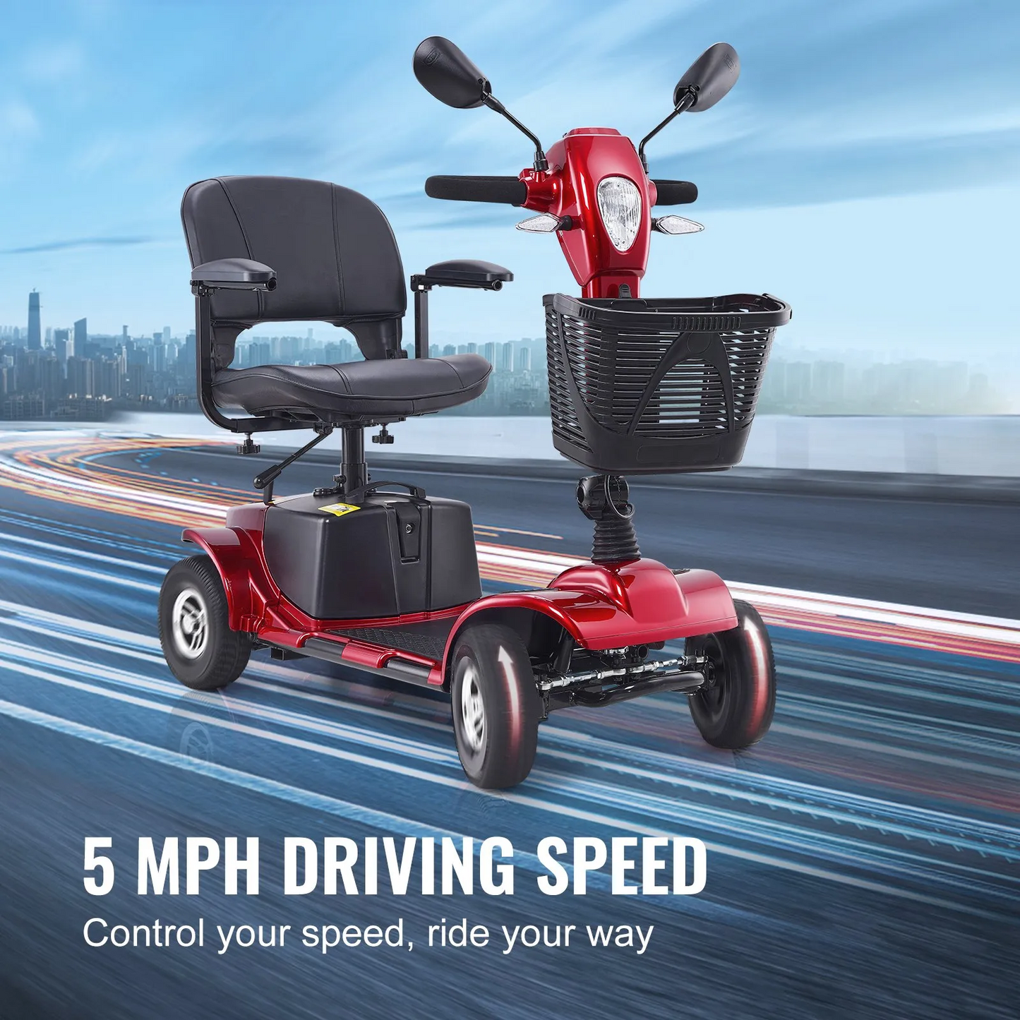 VEVOR Heavy-Duty 4 Wheel Mobility Scooter for Adults & Seniors - Folding Electric Powered Mobility Scooter,-$850