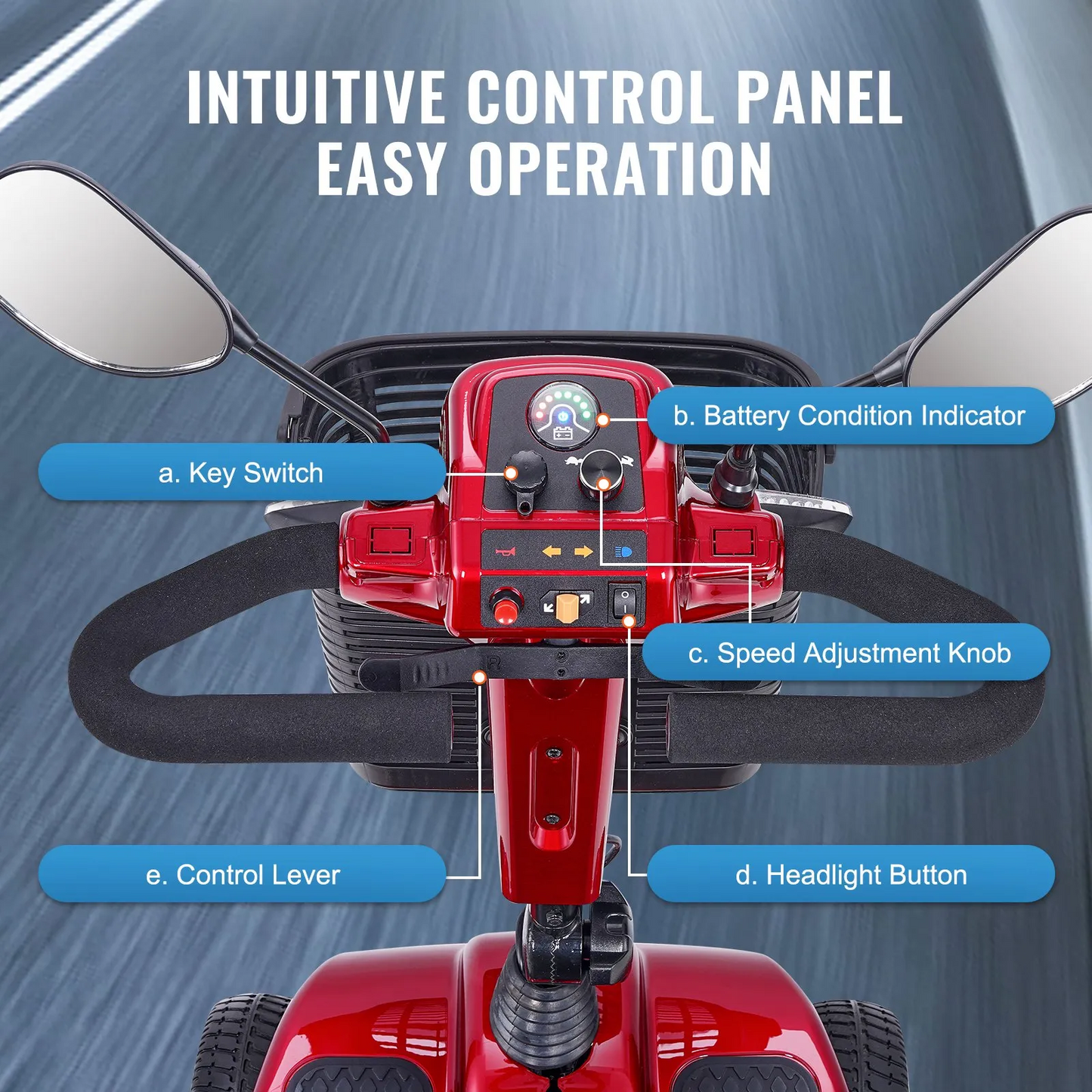VEVOR Heavy-Duty 4 Wheel Mobility Scooter for Adults & Seniors - Folding Electric Powered Mobility Scooter,-$850