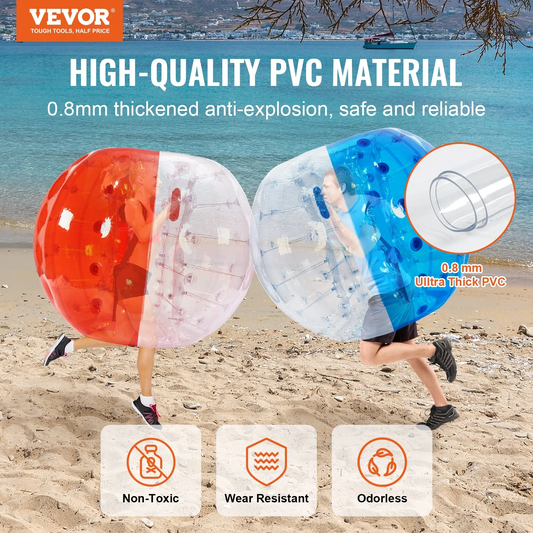 VEVOR Inflatable Bumper Balls 2-Pack, 5FT/1.5M Body Sumo Zorb Balls for Teen & Adult, 0.8mm Thick PVC