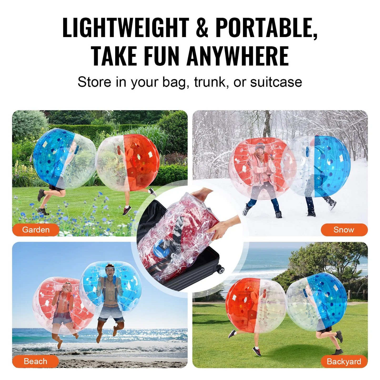 VEVOR Inflatable Bumper Balls 2-Pack, 5FT/1.5M Body Sumo Zorb Balls for Teen & Adult, 0.8mm Thick PVC,-$180